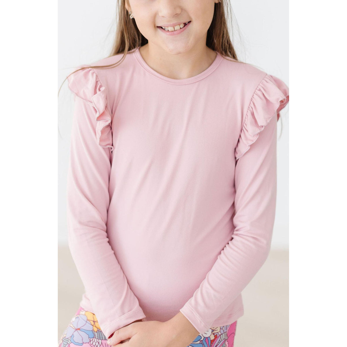 Vintage Pink L/S Ruffle Tee