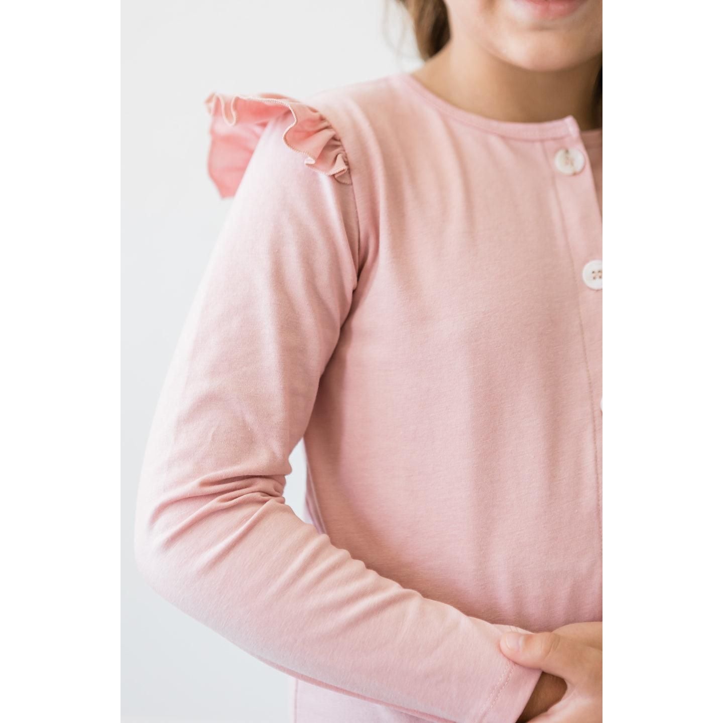 Vintage Pink Ruffle Cardigan