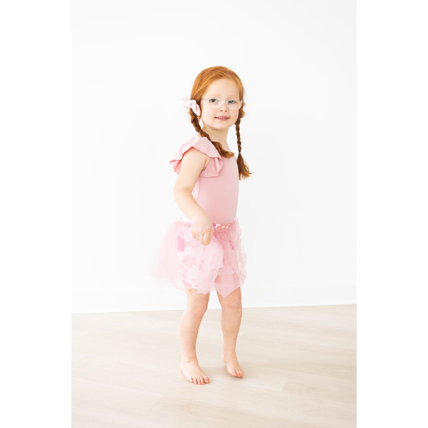 Vintage Pink S/S Flutter Sleeve Leotard