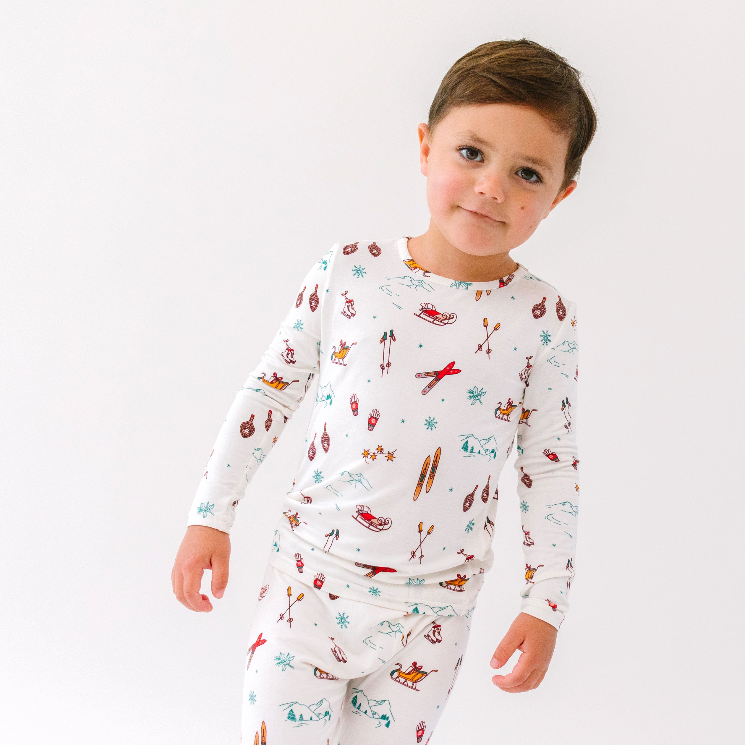 vintage holiday bamboo kids two piece pajamas