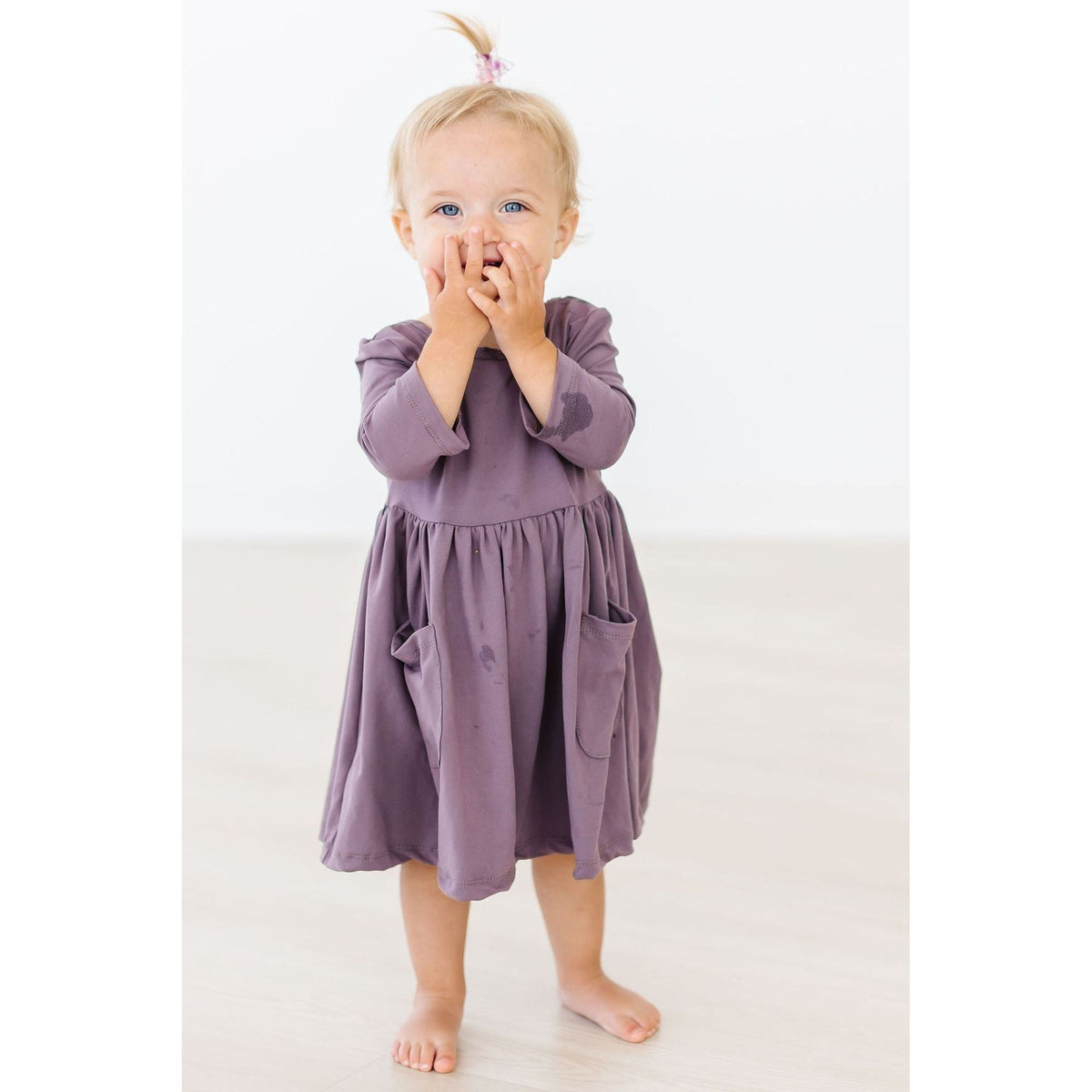 Vintage Violet 3/4 Sleeve Pocket Twirl Dress
