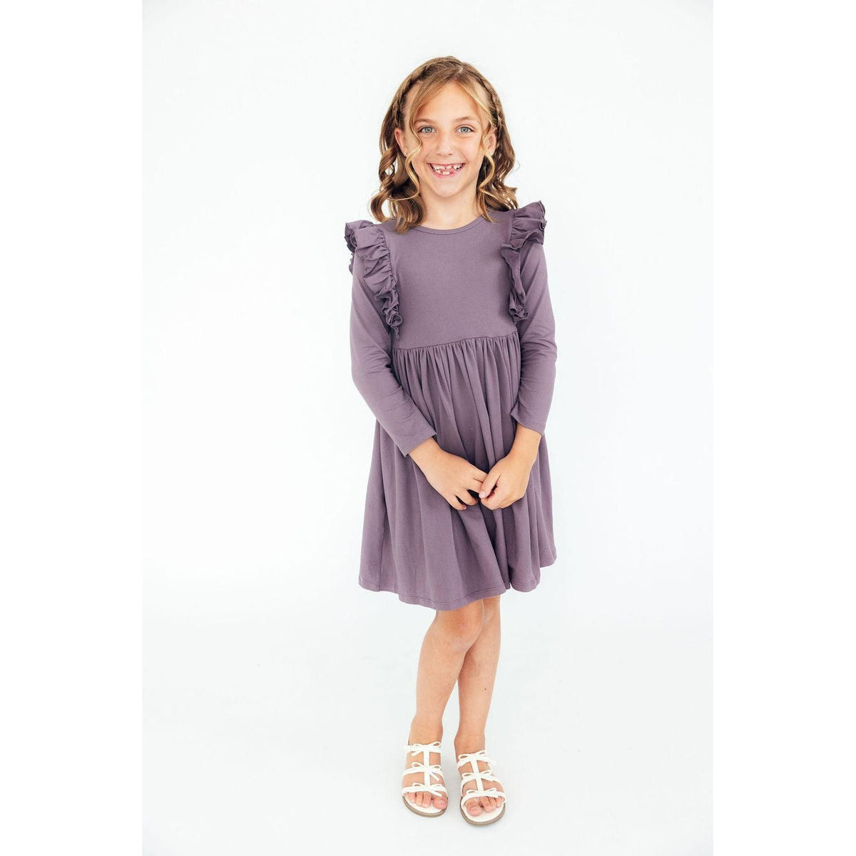 Vintage Violet L/S Ruffle Twirl Dress
