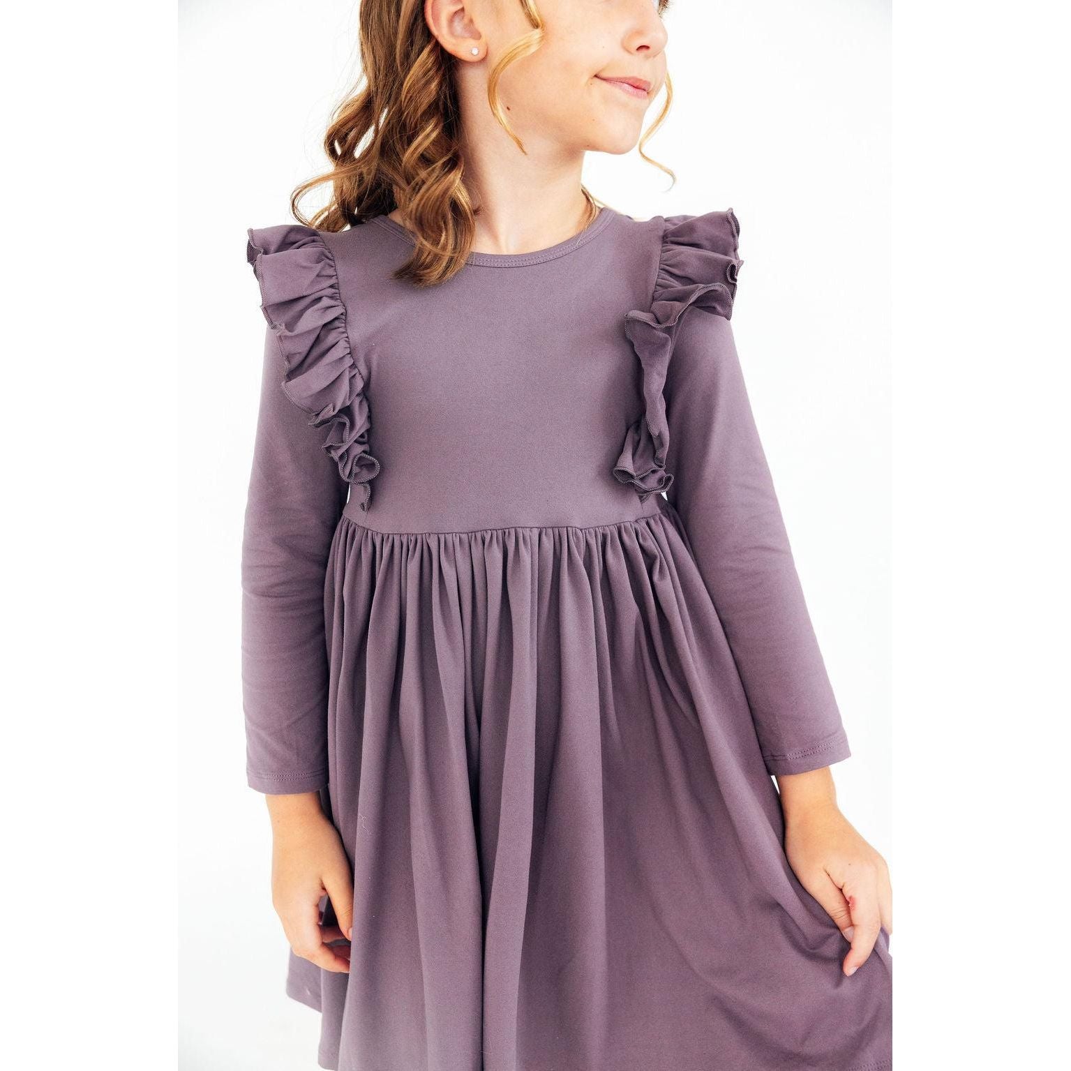 Vintage Violet L/S Ruffle Twirl Dress