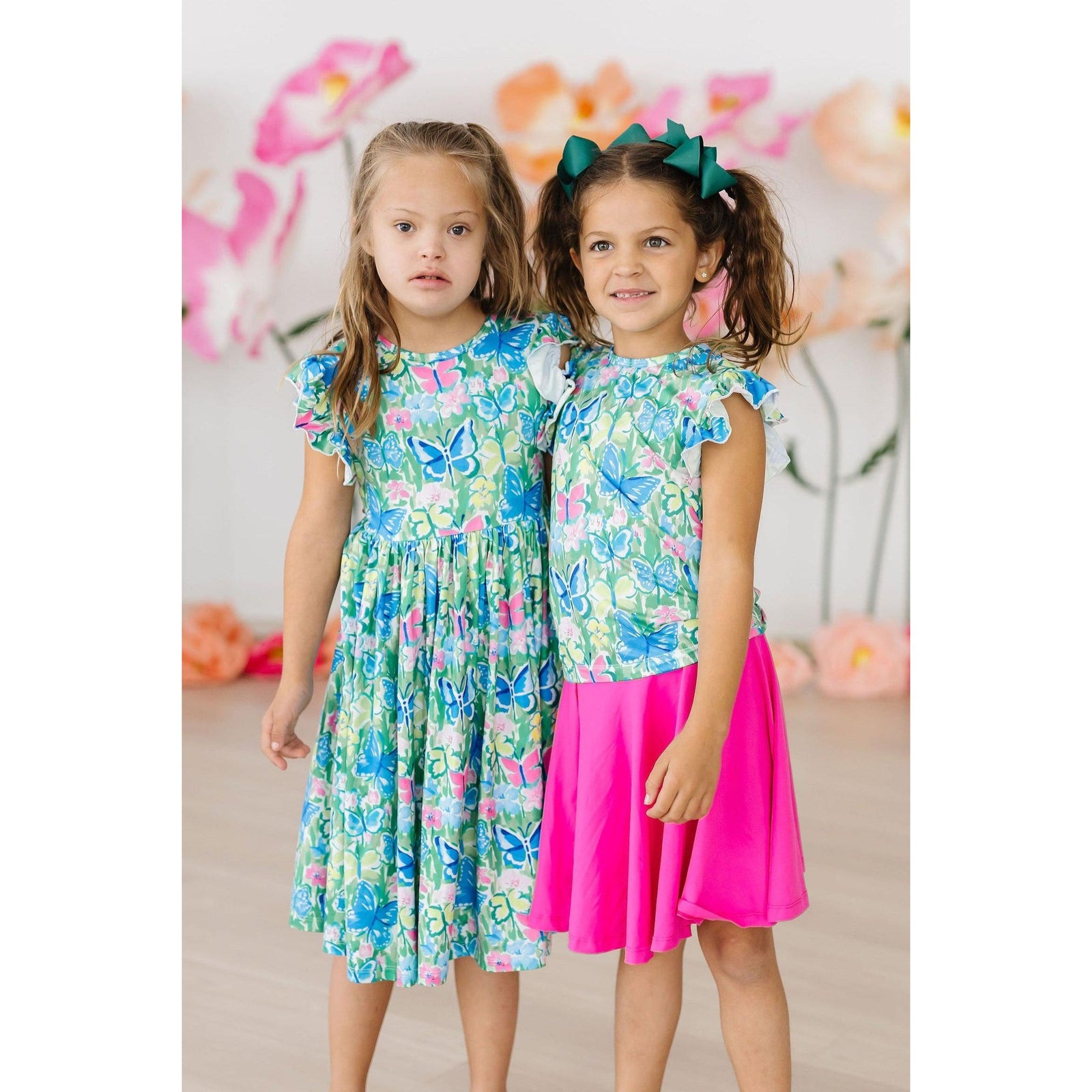 Watercolor Butterflies Flutter Sleeve Twirl Dress