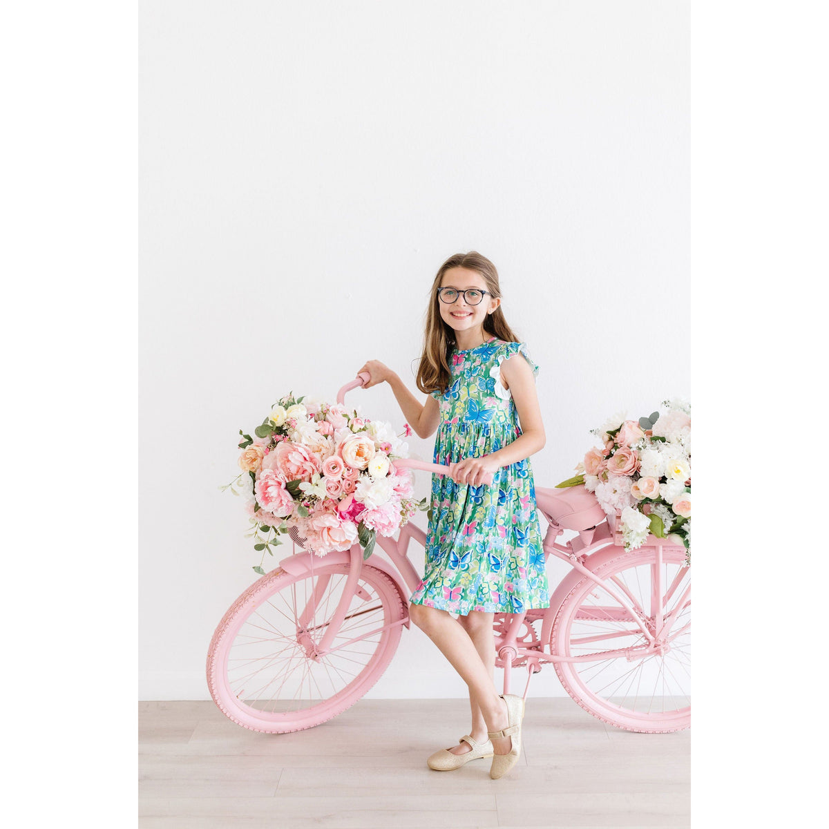 Watercolor Butterflies Flutter Sleeve Twirl Dress