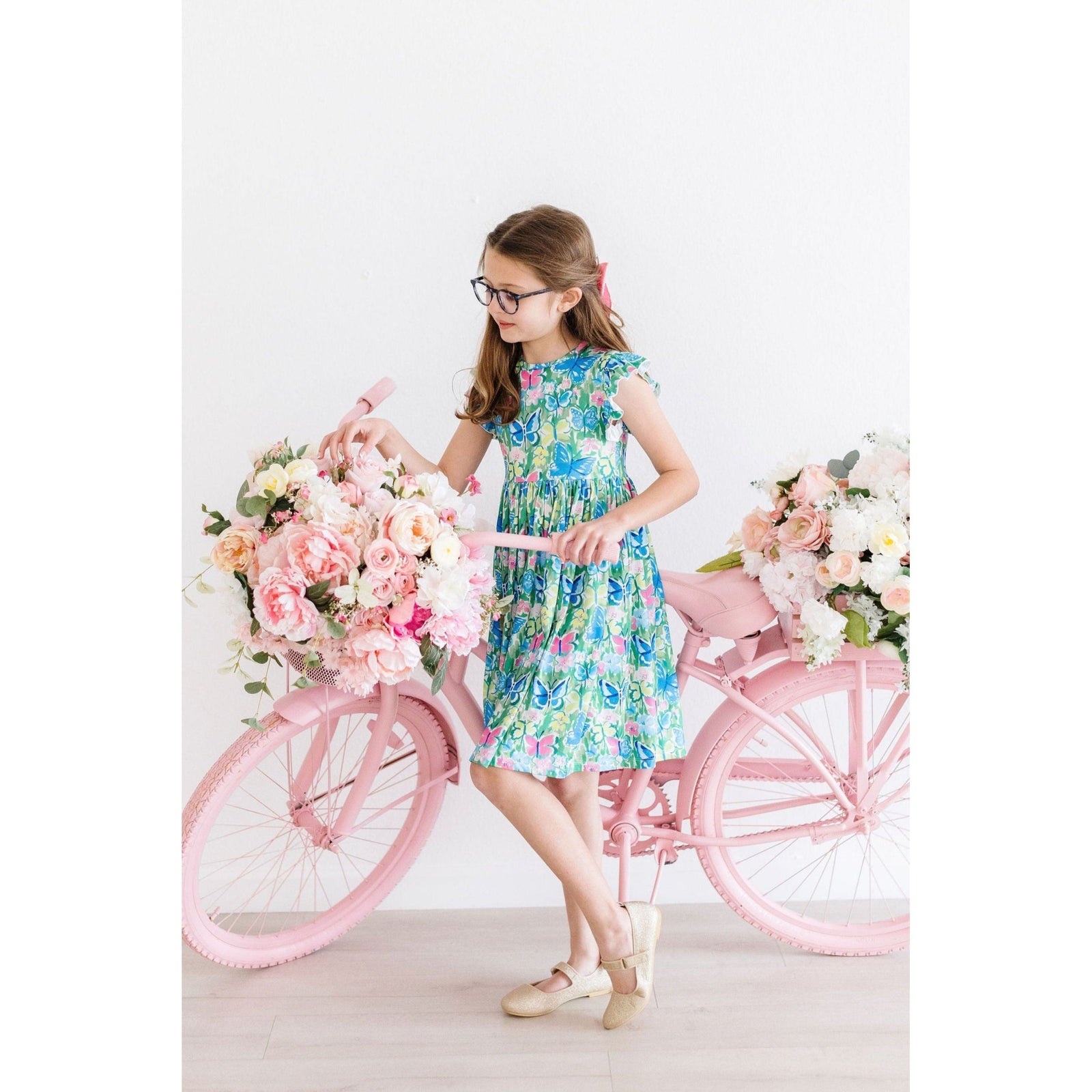 Watercolor Butterflies Flutter Sleeve Twirl Dress