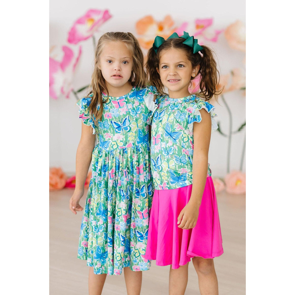 Watercolor Butterflies S/S Ruffle Tee