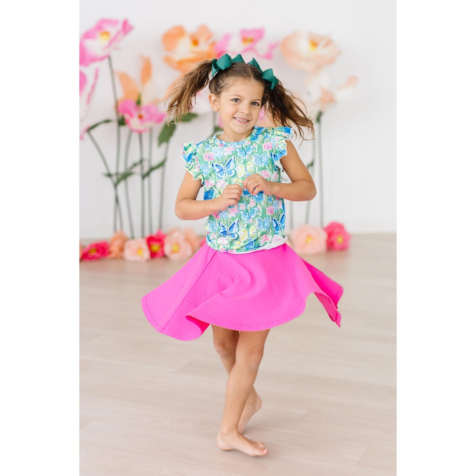 Watercolor Butterflies S/S Ruffle Tee
