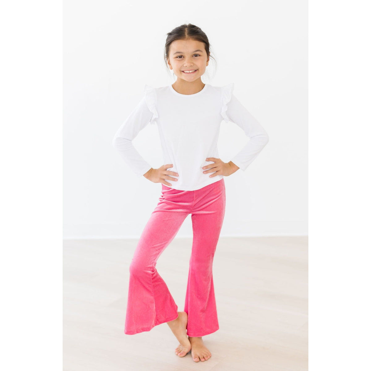 Watermelon Pink Ribbed Velvet Bells