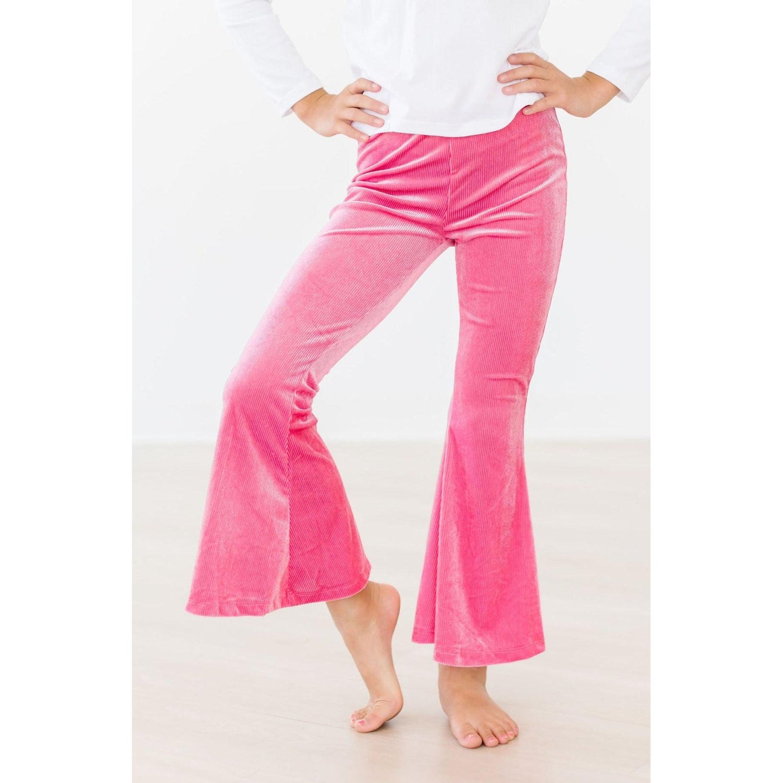 Watermelon Pink Ribbed Velvet Bells