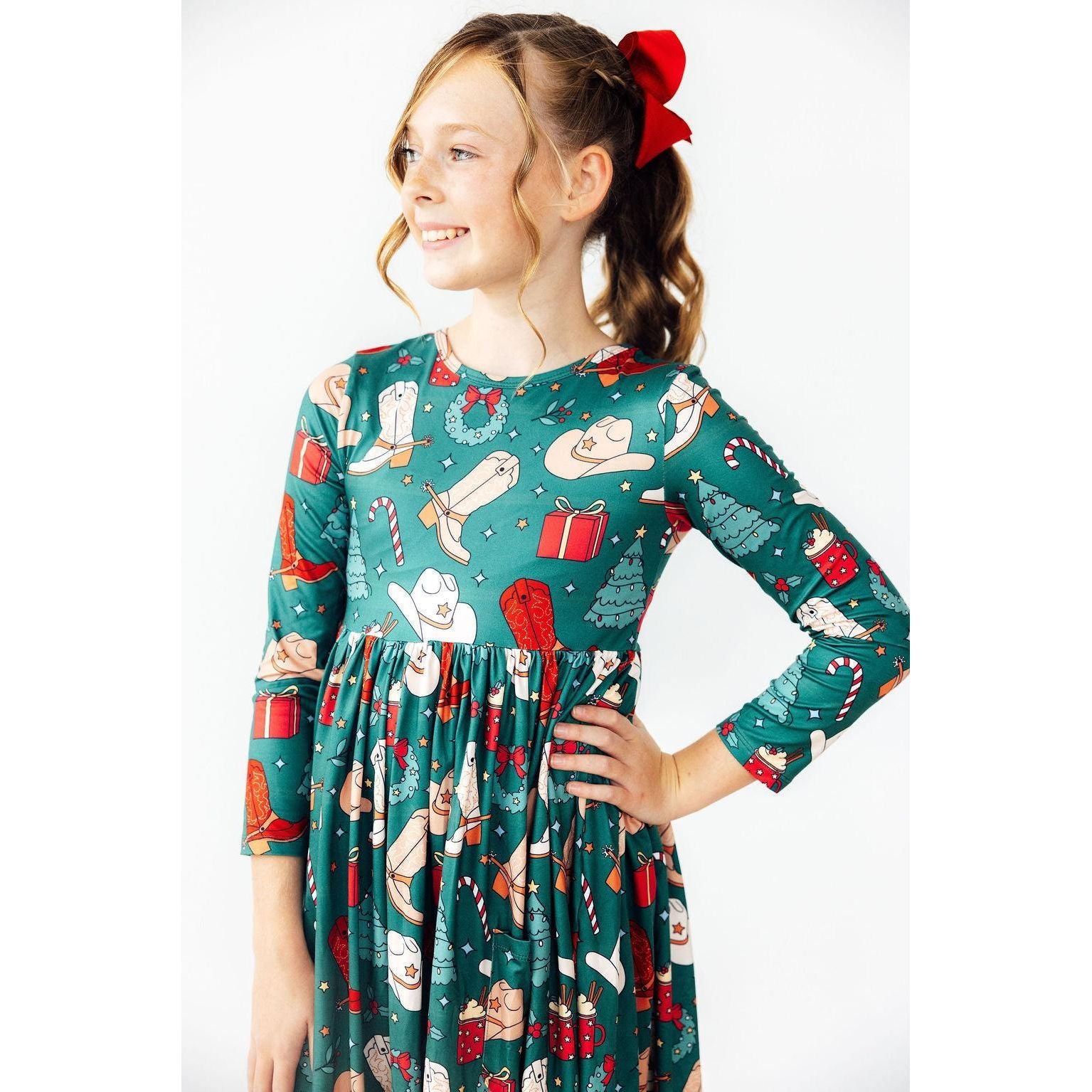Western Wonderland L/S Pocket Twirl Dress