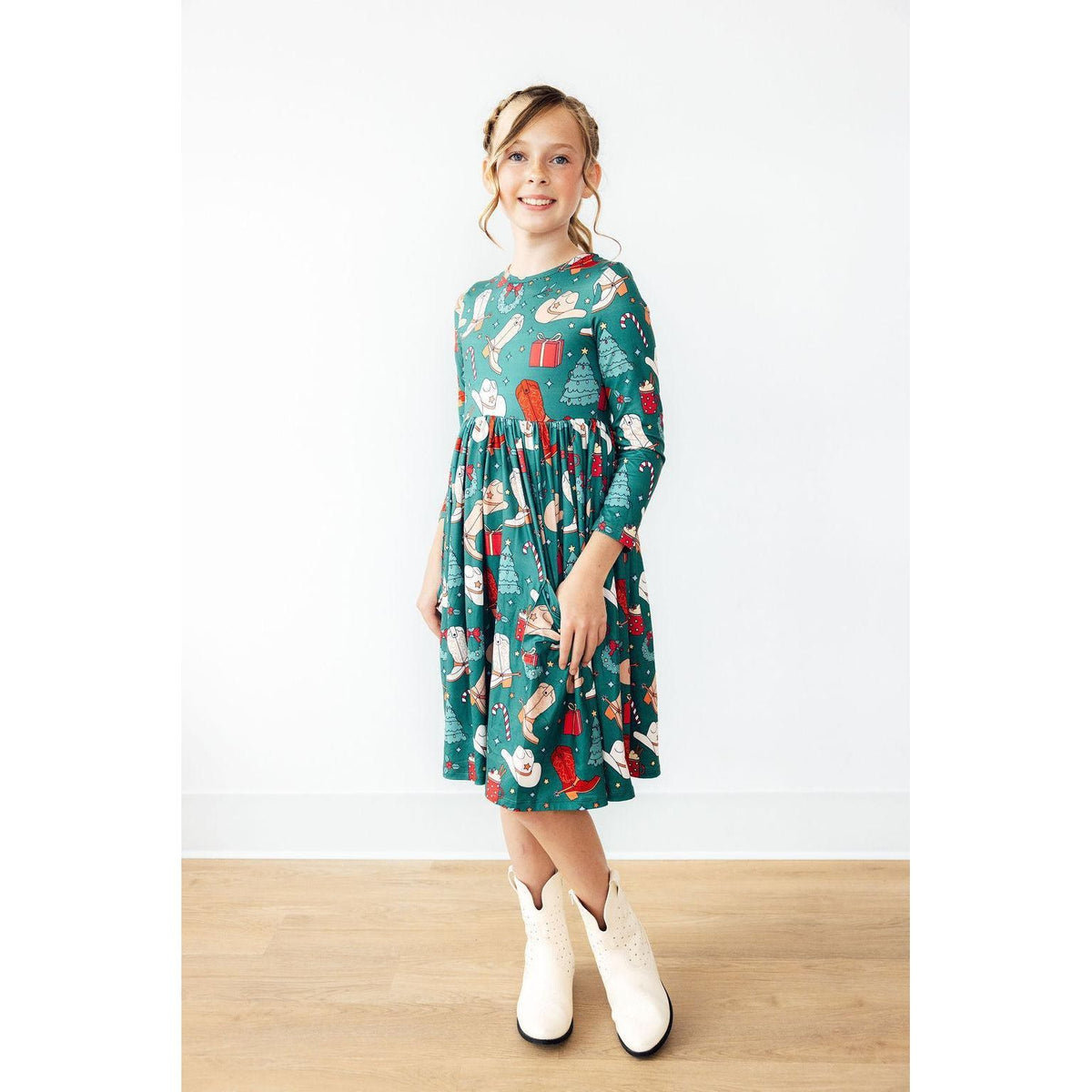 Western Wonderland L/S Pocket Twirl Dress