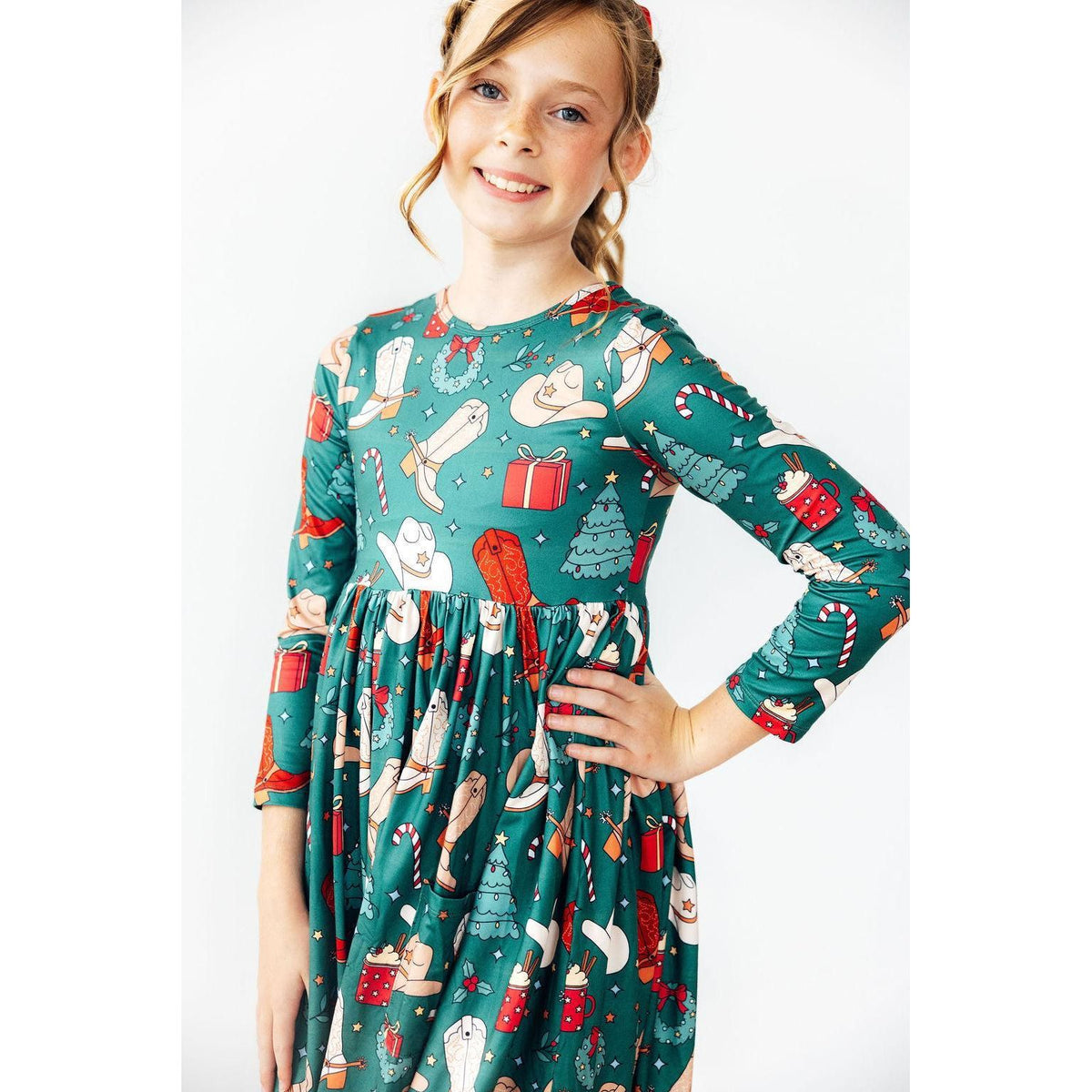 Western Wonderland L/S Pocket Twirl Dress