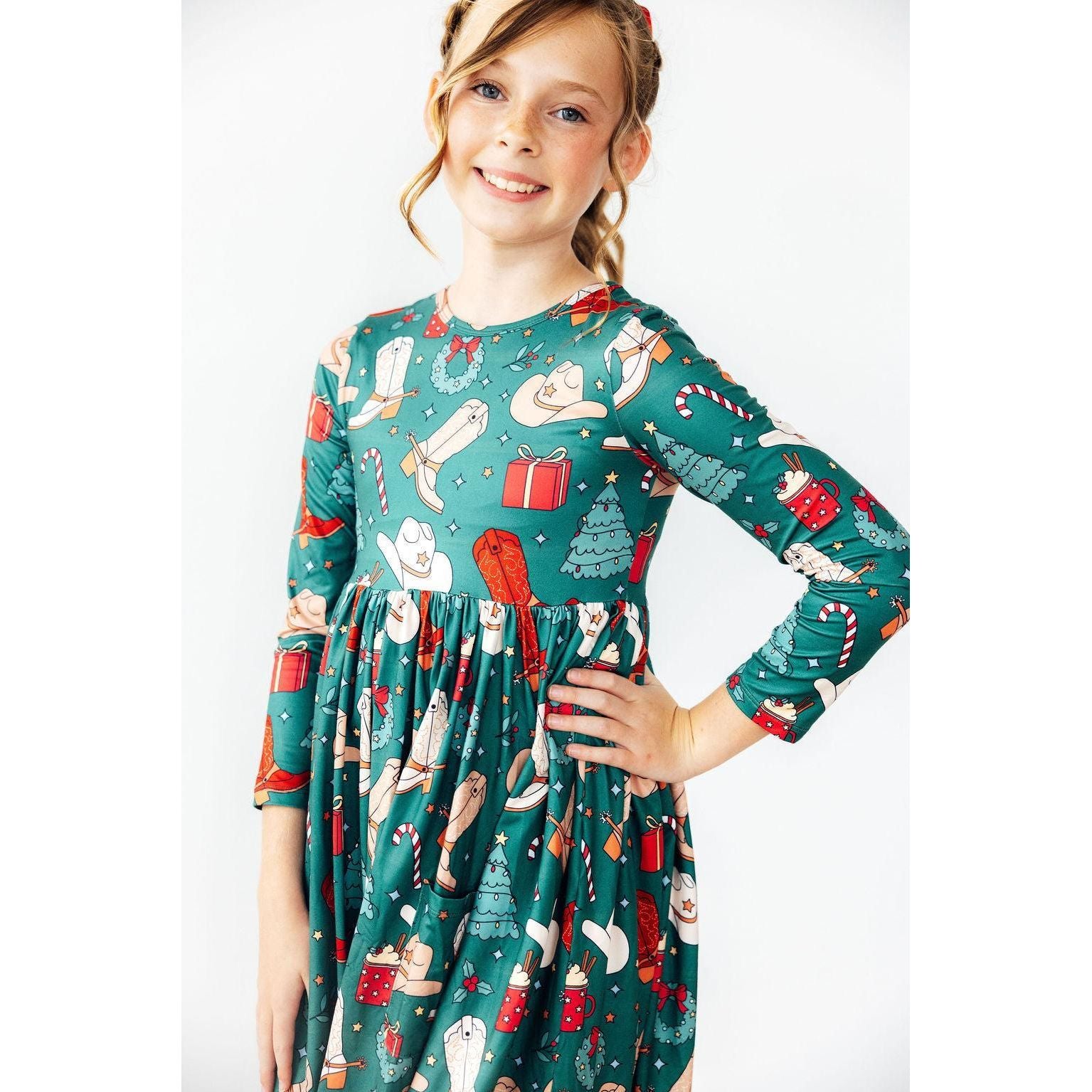 Western Wonderland L/S Pocket Twirl Dress