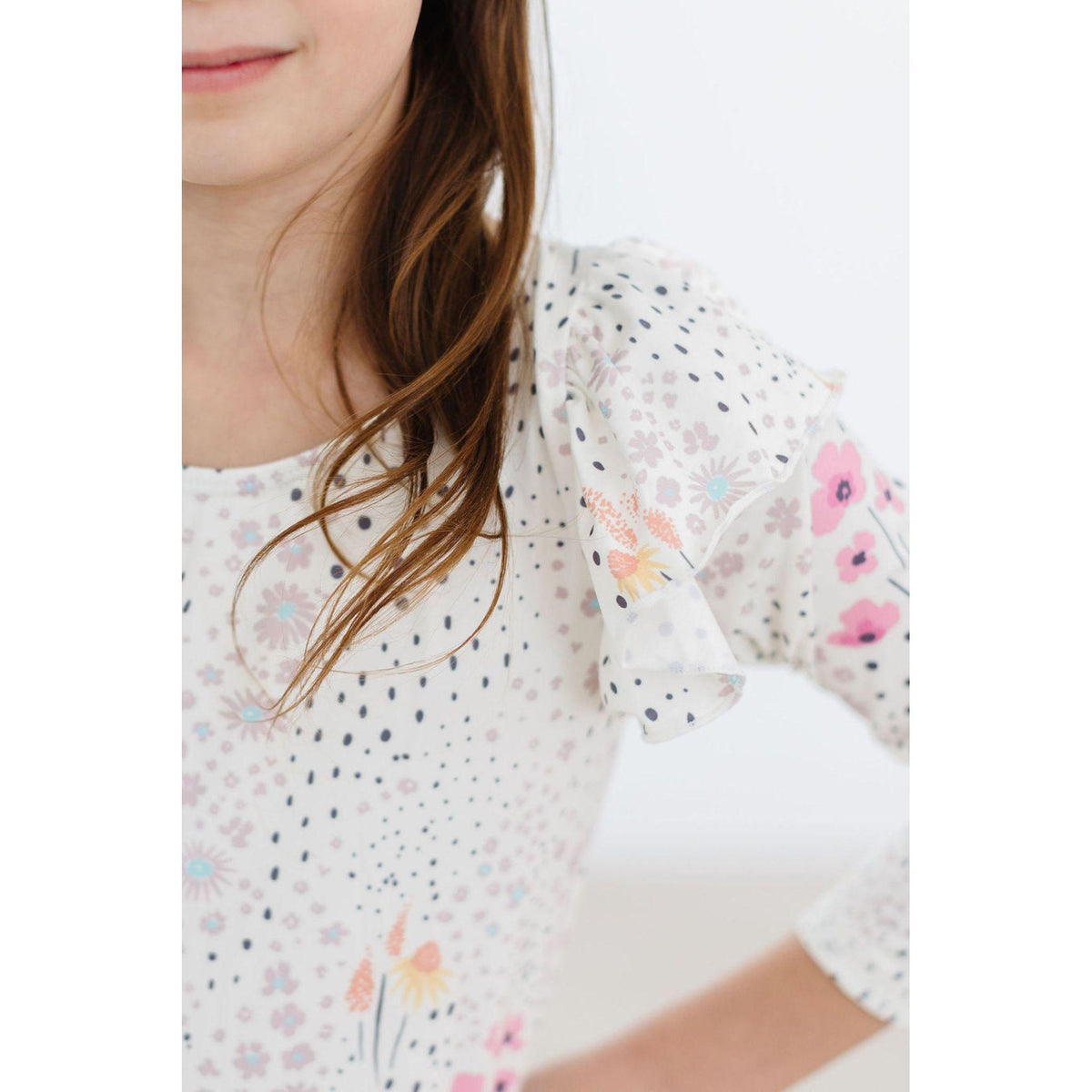 Whimsical Wildflowers L/S Flutter Sleeve Leotard