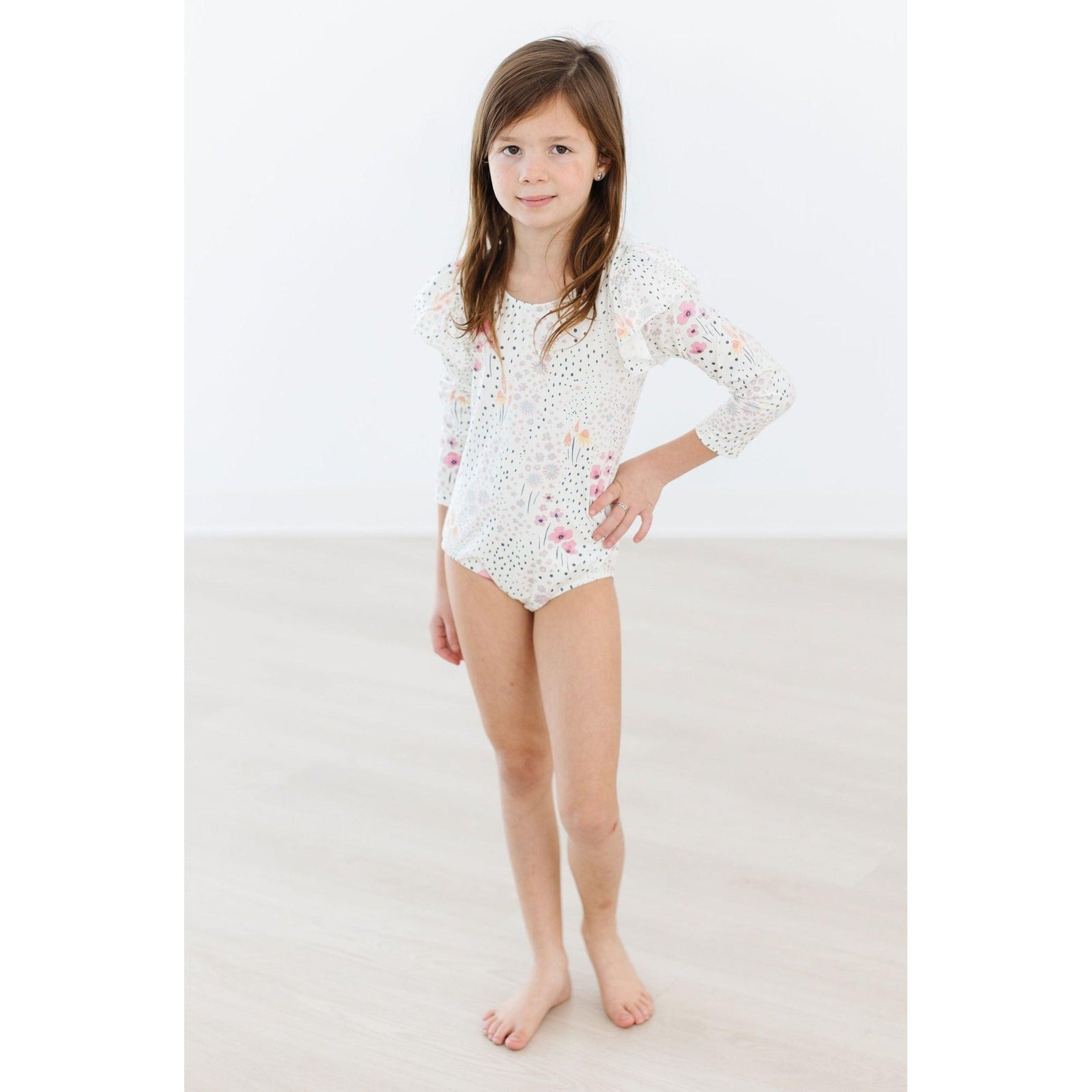 Whimsical Wildflowers L/S Flutter Sleeve Leotard