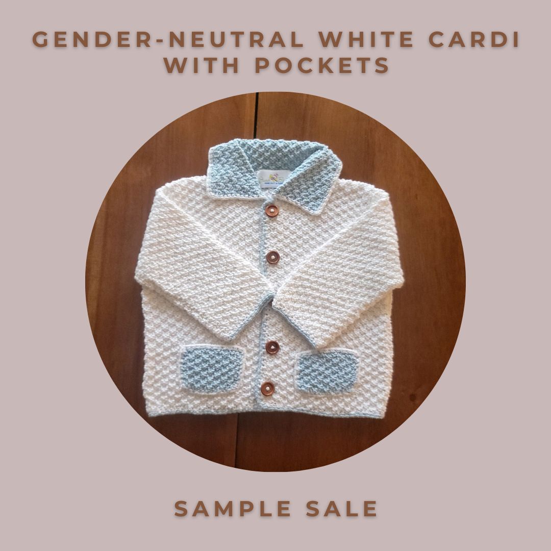 Gender-neutral White Cardi with Pockets