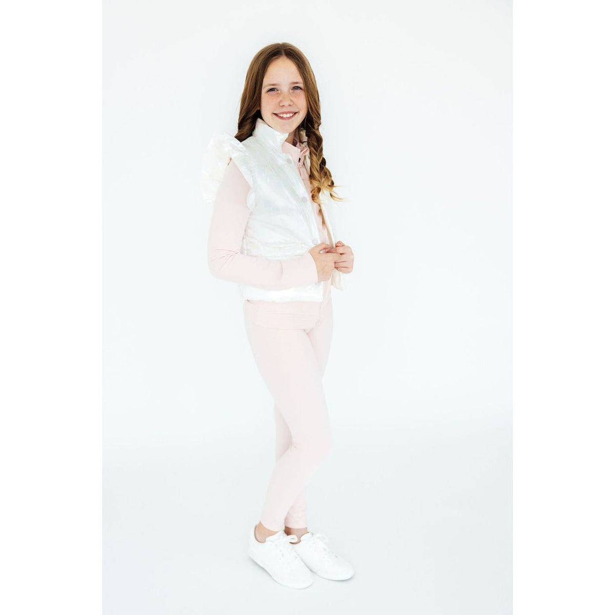 White Checker Puffer Vest
