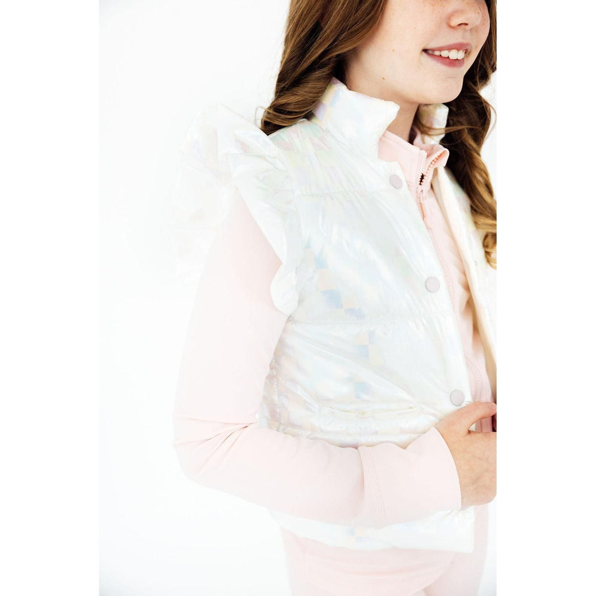 White Checker Puffer Vest
