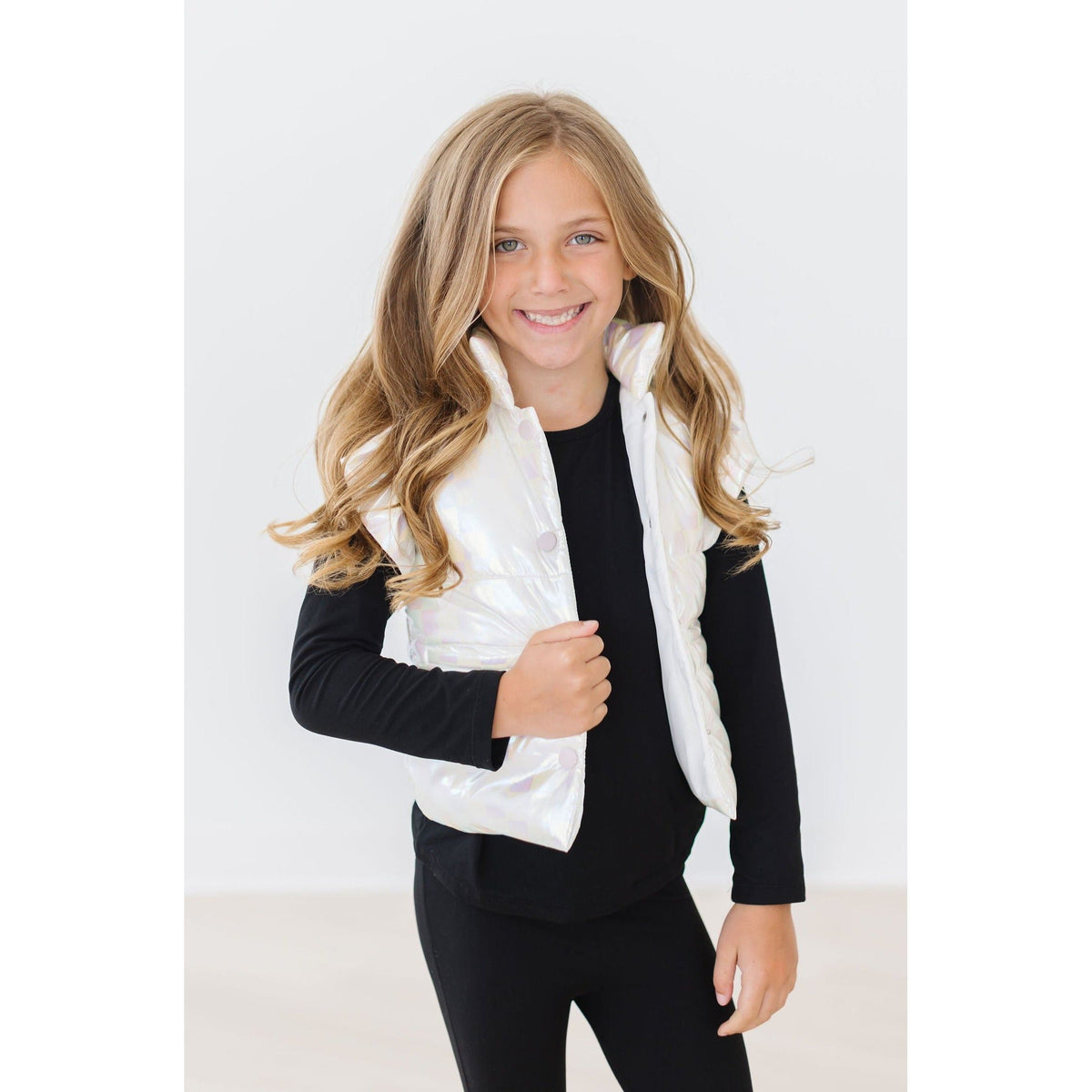 White Checker Puffer Vest