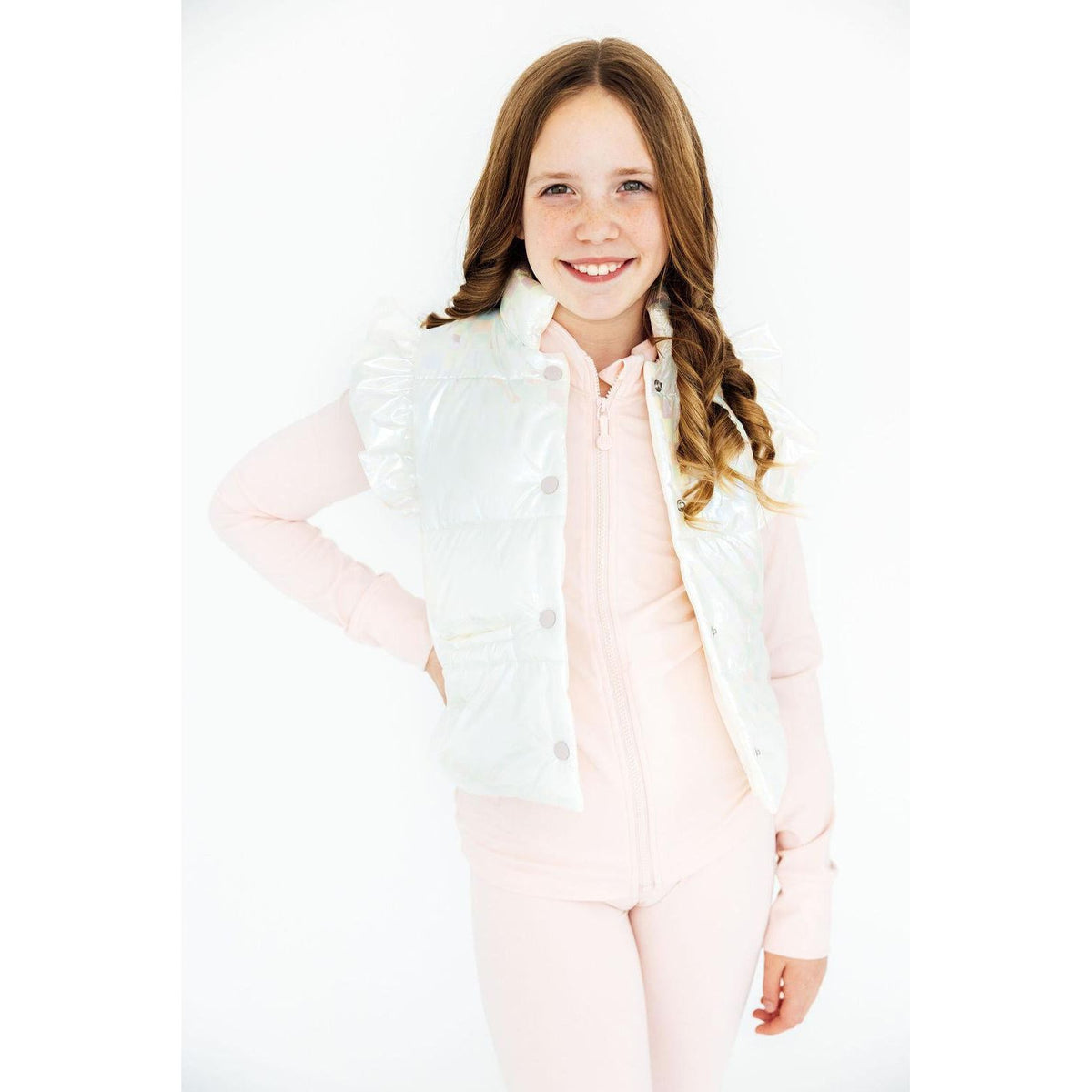 White Checker Puffer Vest