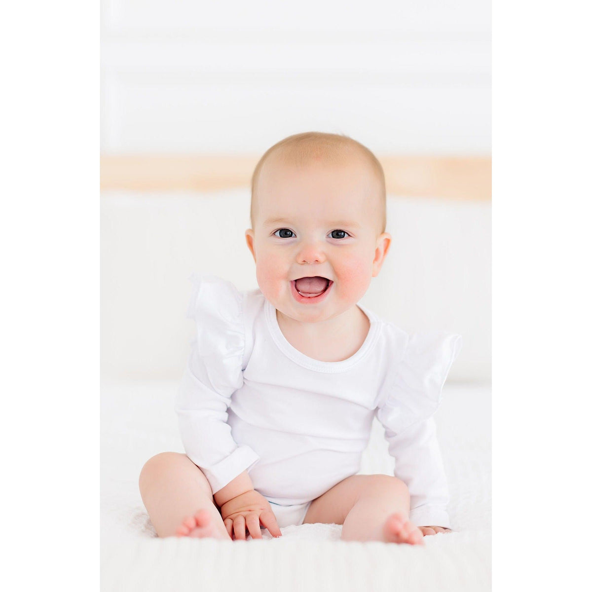 White L/S Flutter Bodysuit