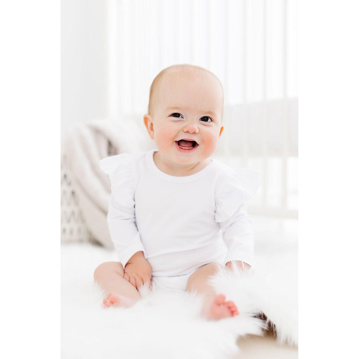 White L/S Flutter Bodysuit