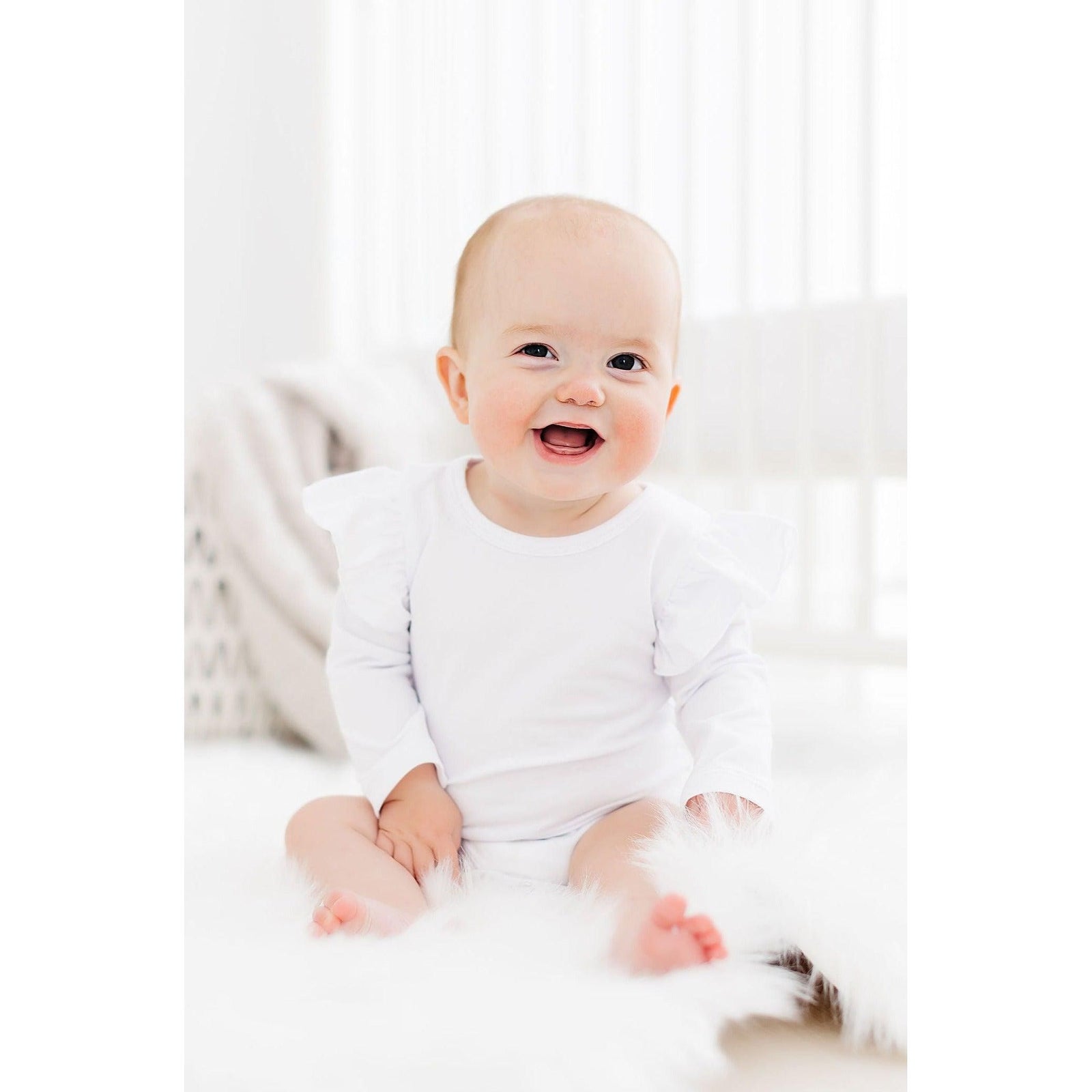White L/S Flutter Bodysuit