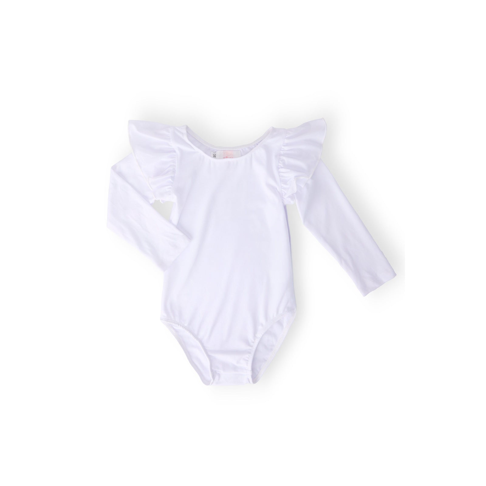 White L/S Flutter Sleeve Leotard