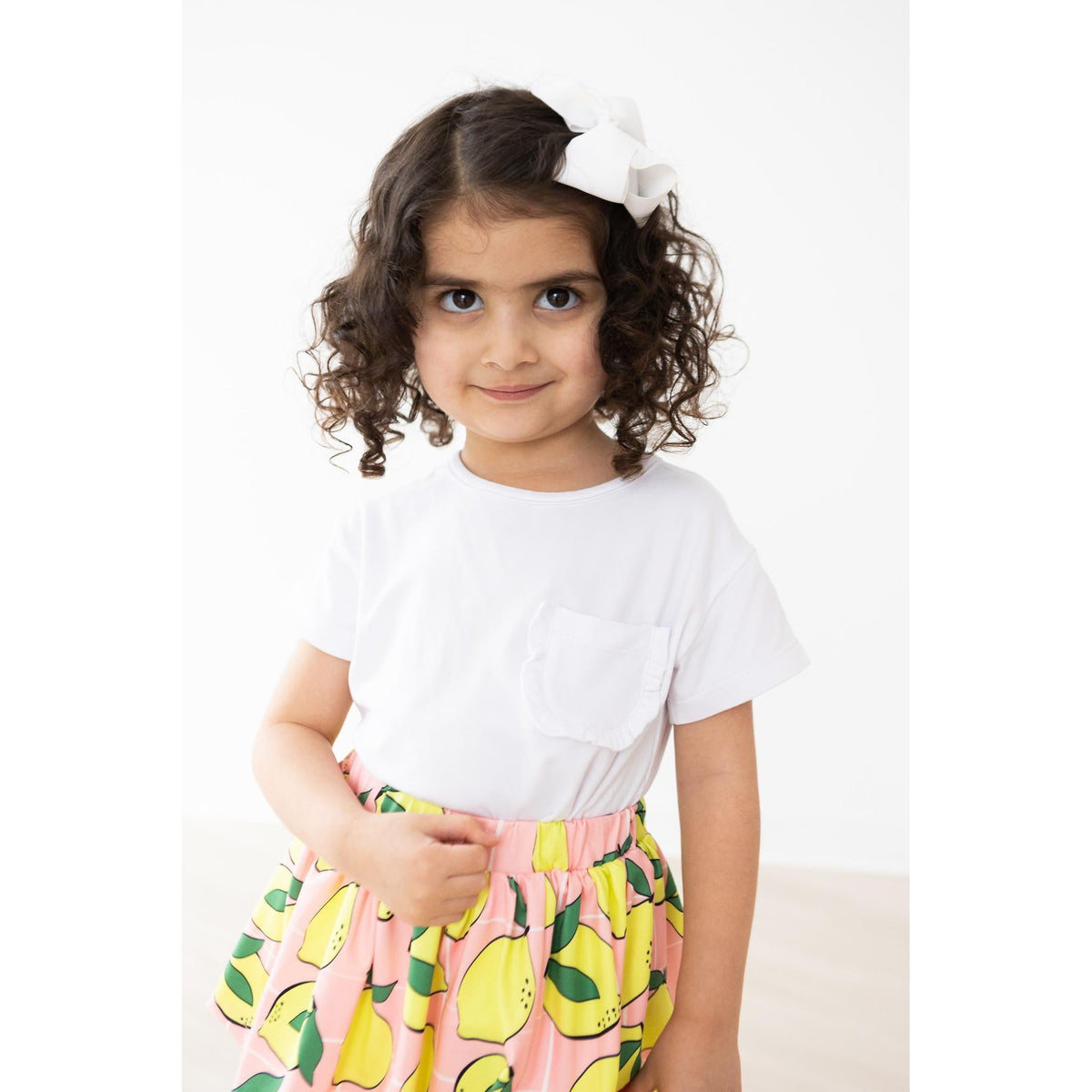 White Ruffle Pocket Tee