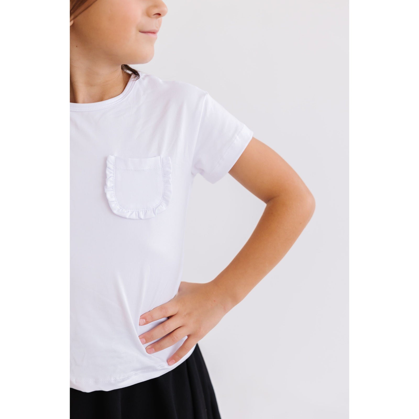 White Ruffle Pocket Tee