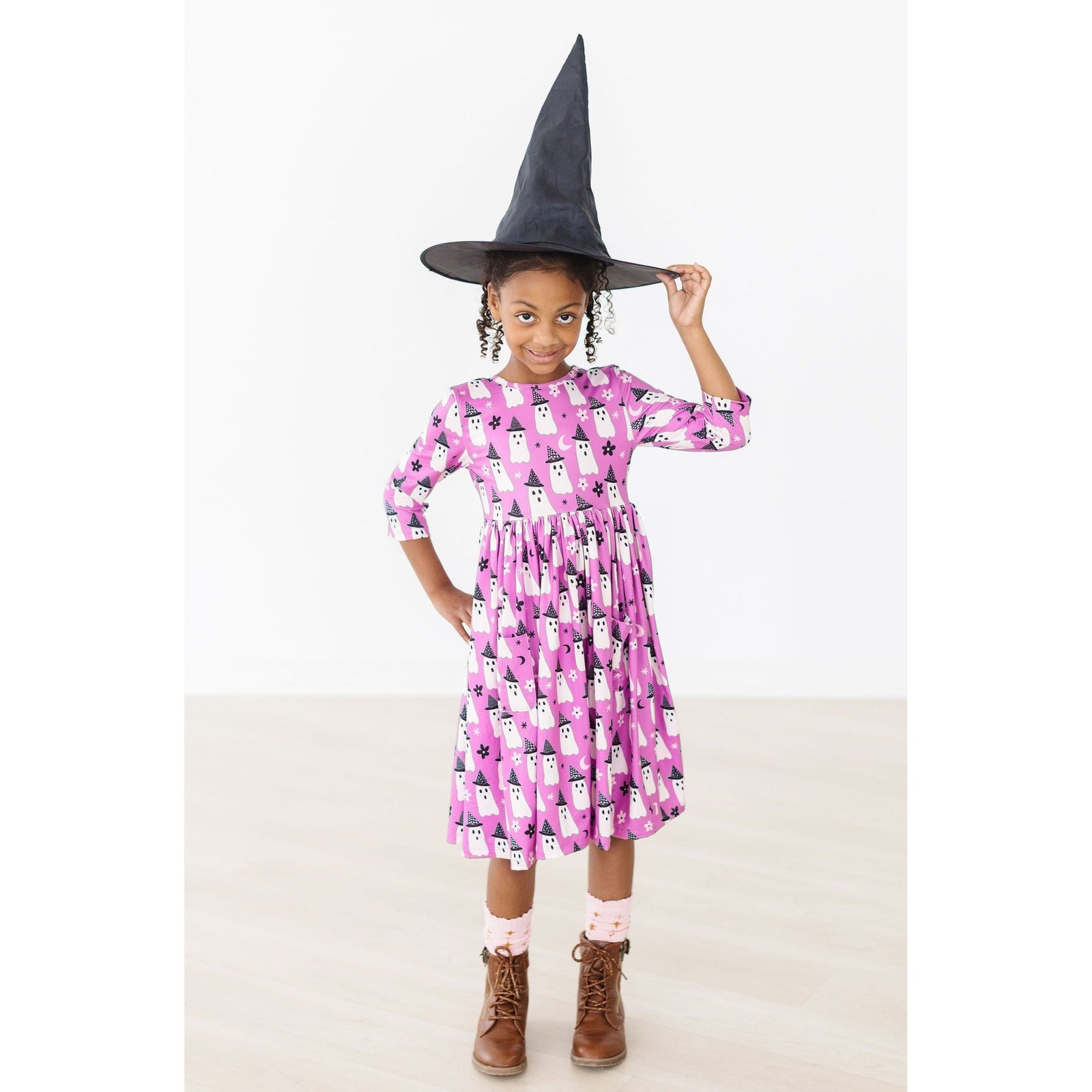 Witches Boo 3/4 Sleeve Pocket Twirl Dress