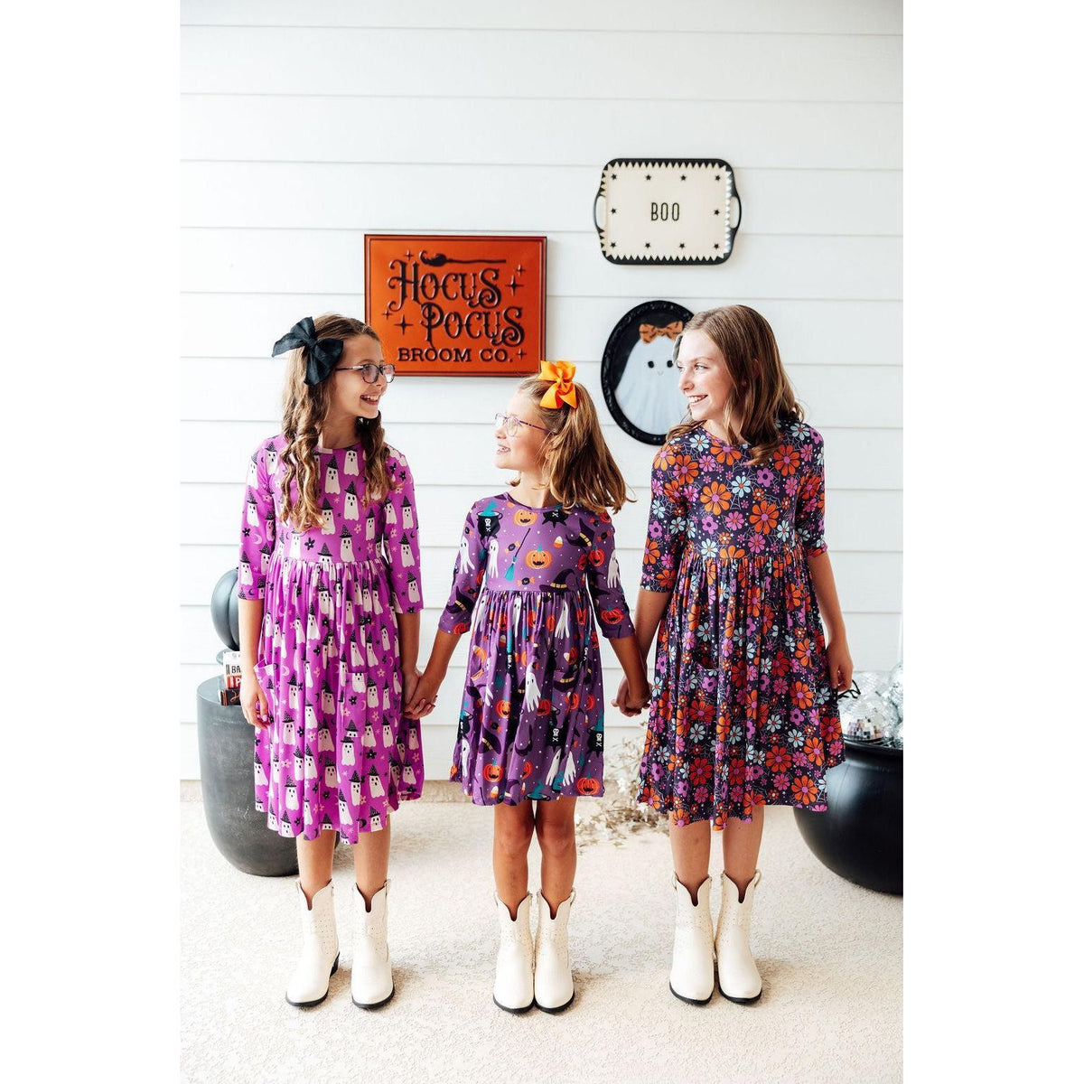 Witches Boo 3/4 Sleeve Pocket Twirl Dress