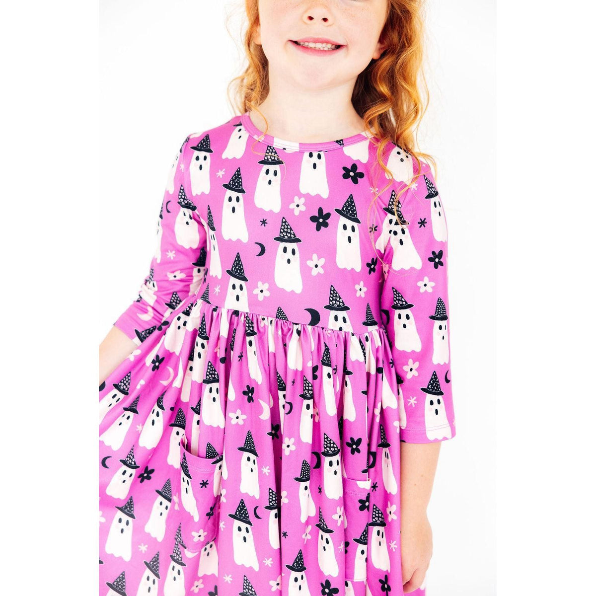 Witches Boo 3/4 Sleeve Pocket Twirl Dress