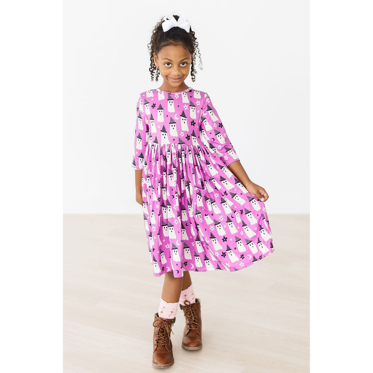 Witches Boo 3/4 Sleeve Pocket Twirl Dress
