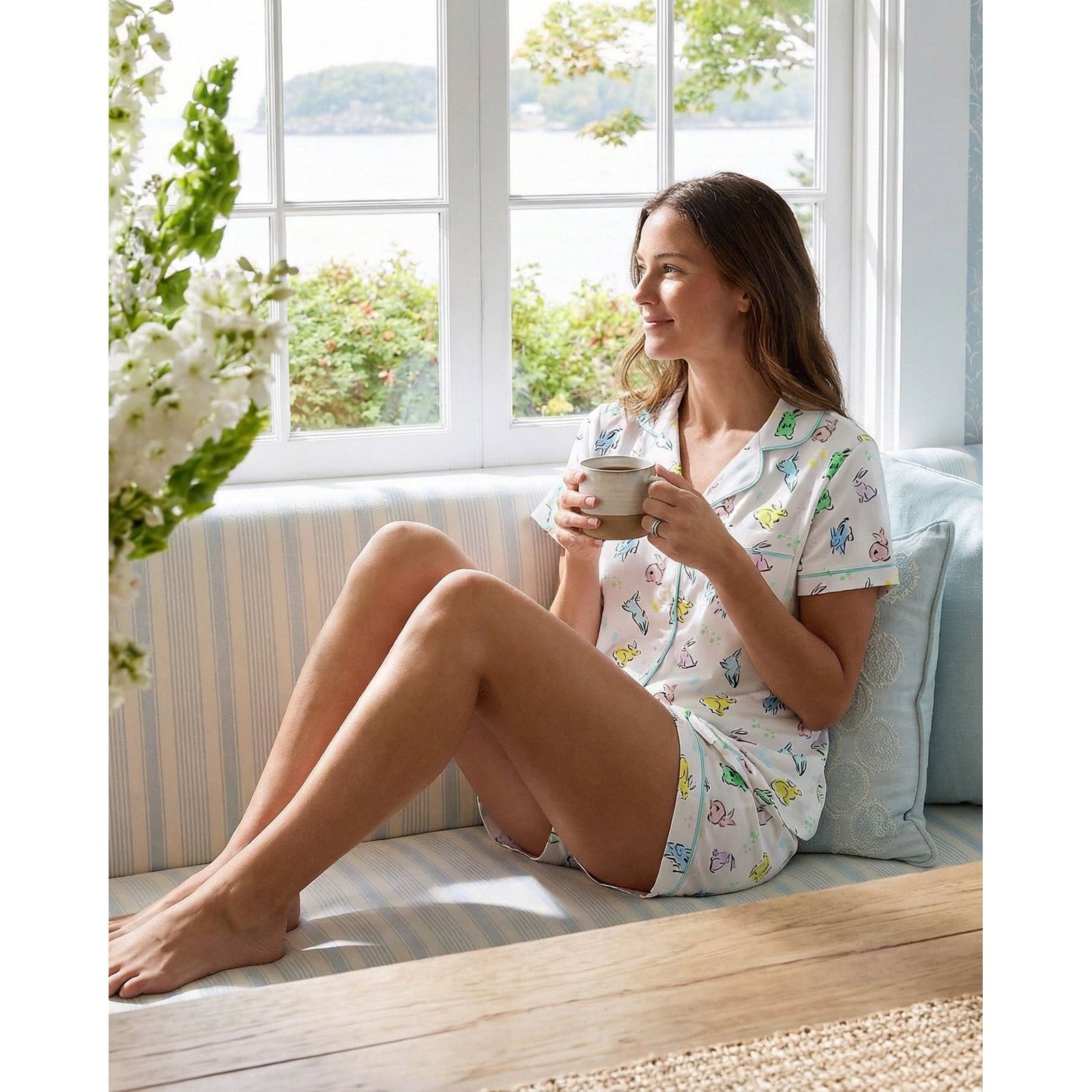 Organic Polo Pajama Set with Shorts [Bunny Hop]