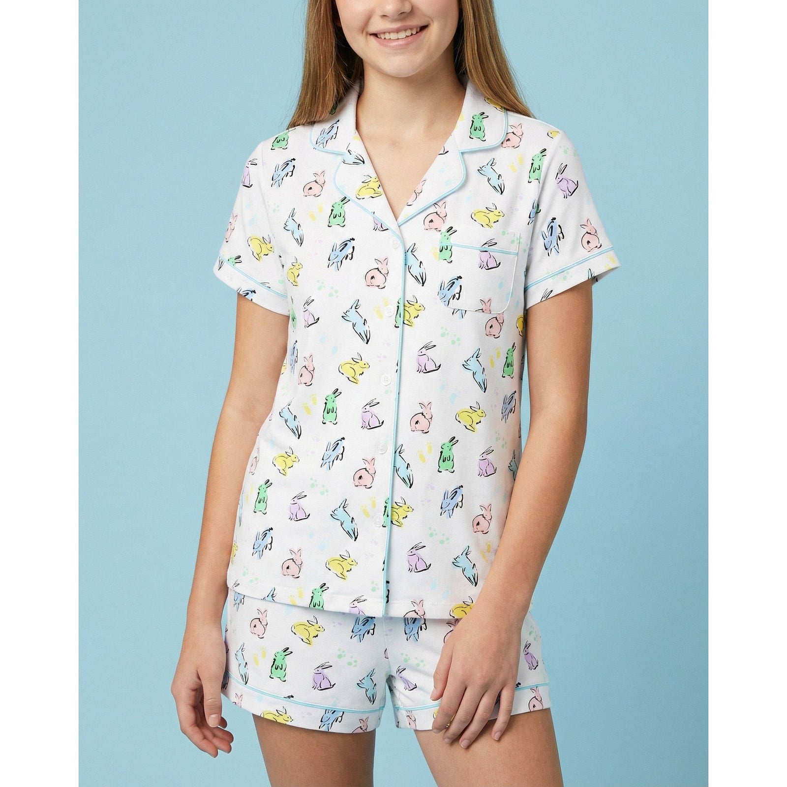 Organic Polo Pajama Set with Shorts [Bunny Hop]