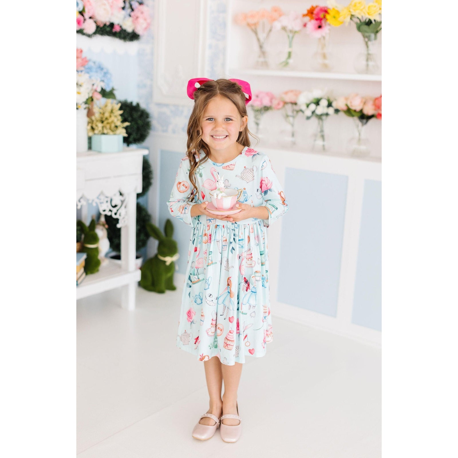 Wonderland 3/4 Sleeve Pocket Twirl Dress