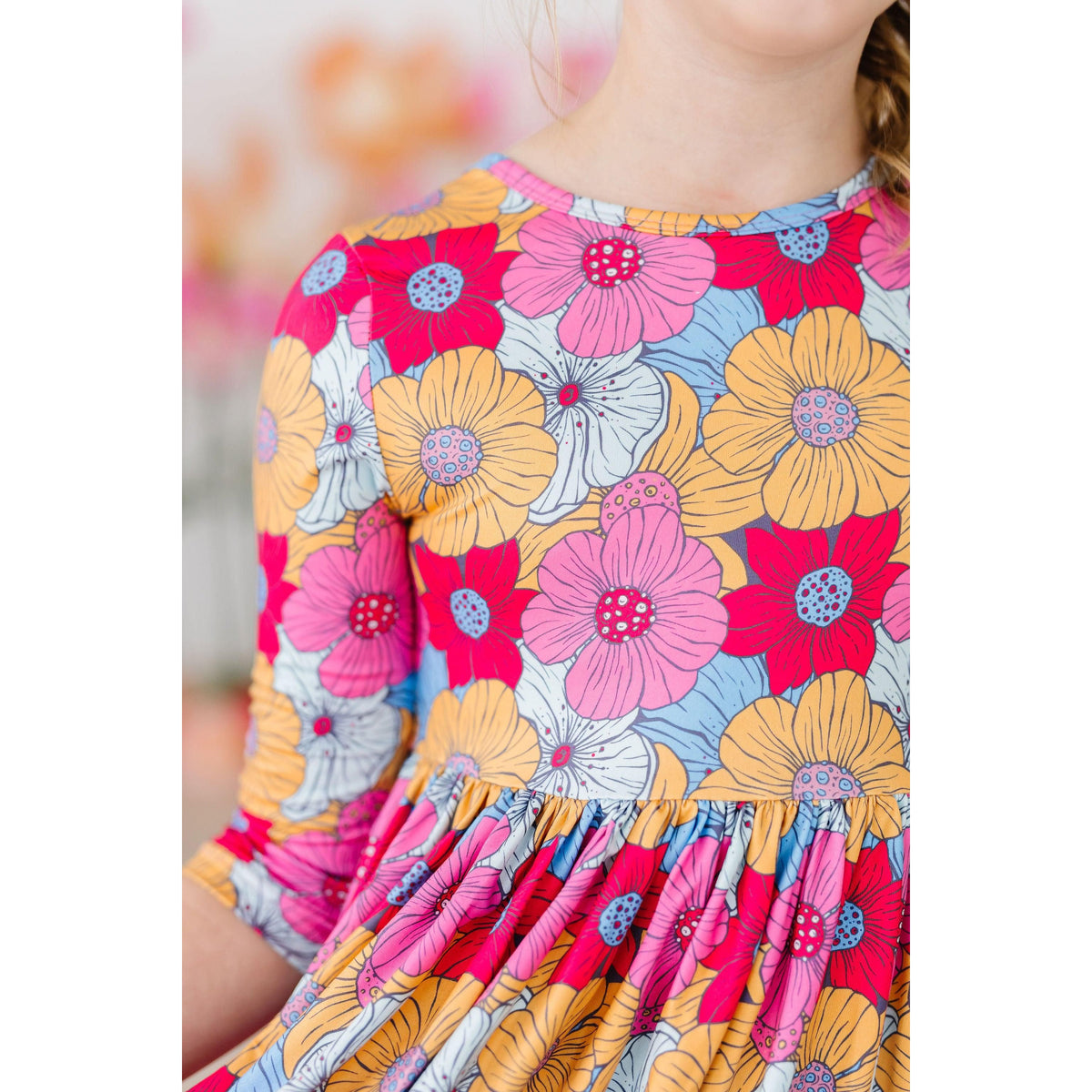 Wonderland Floral 3/4 Sleeve Pocket Twirl Dress