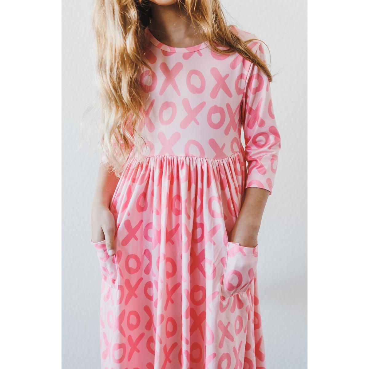 XOXO 3/4 Sleeve Pocket Twirl Dress