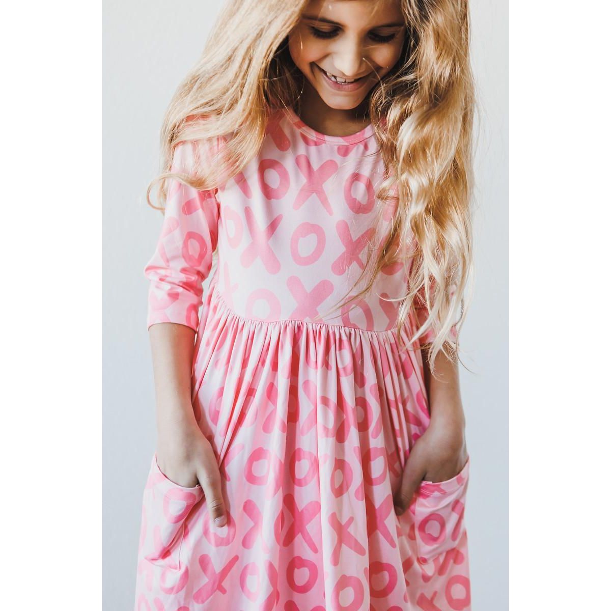 XOXO 3/4 Sleeve Pocket Twirl Dress