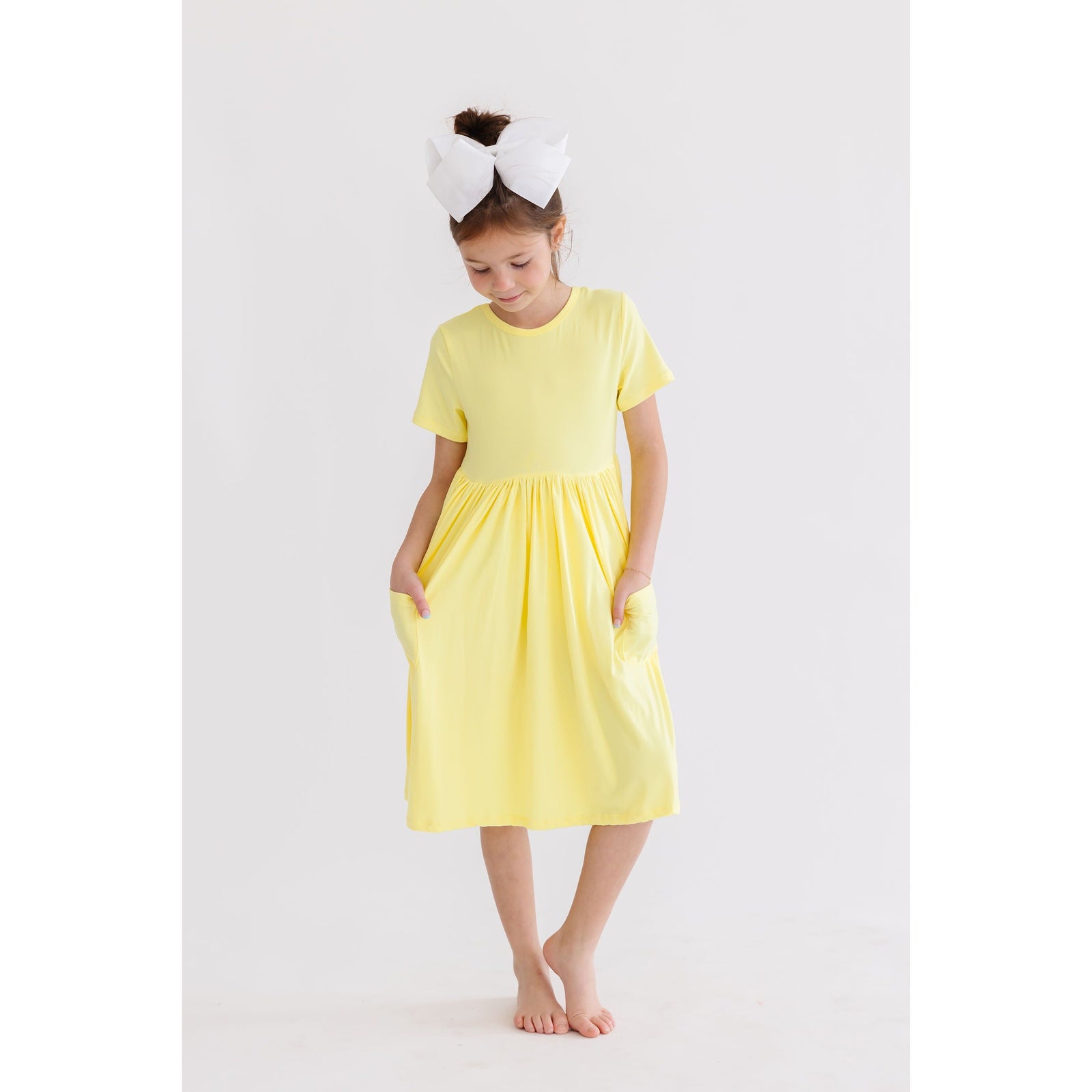 Yellow S/S Pocket Twirl Dress