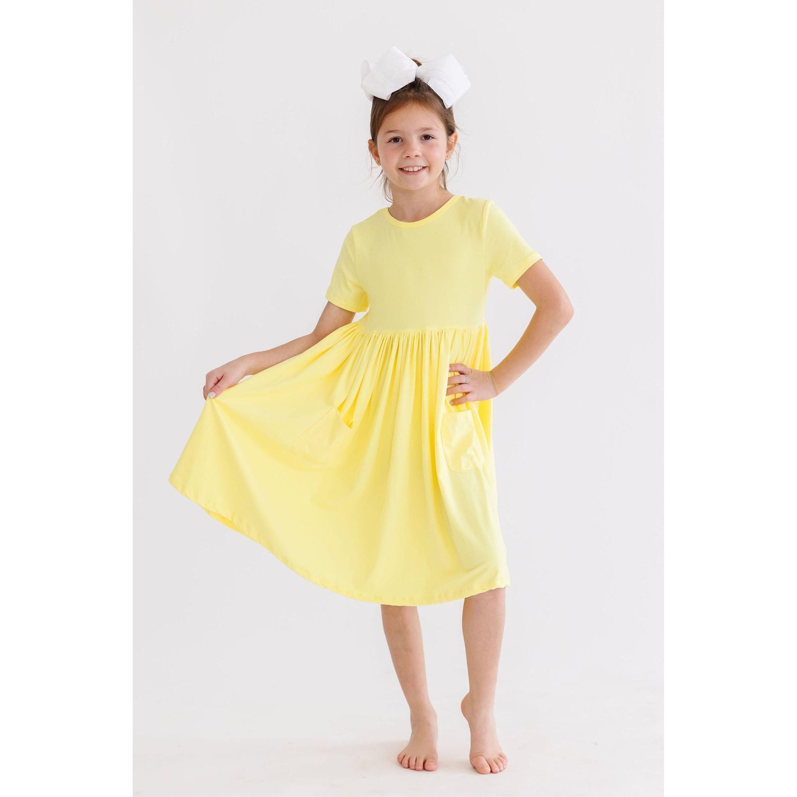 Yellow S/S Pocket Twirl Dress