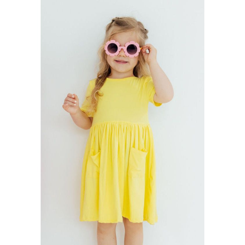 Yellow S/S Pocket Twirl Dress