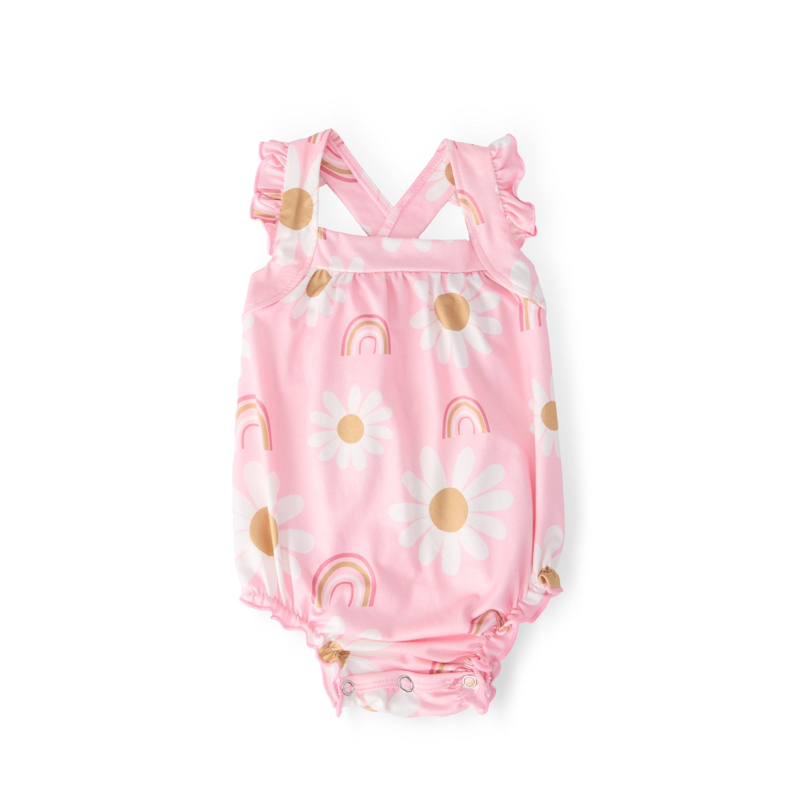 You are My Sunshine Ruffle Cross Back Romper