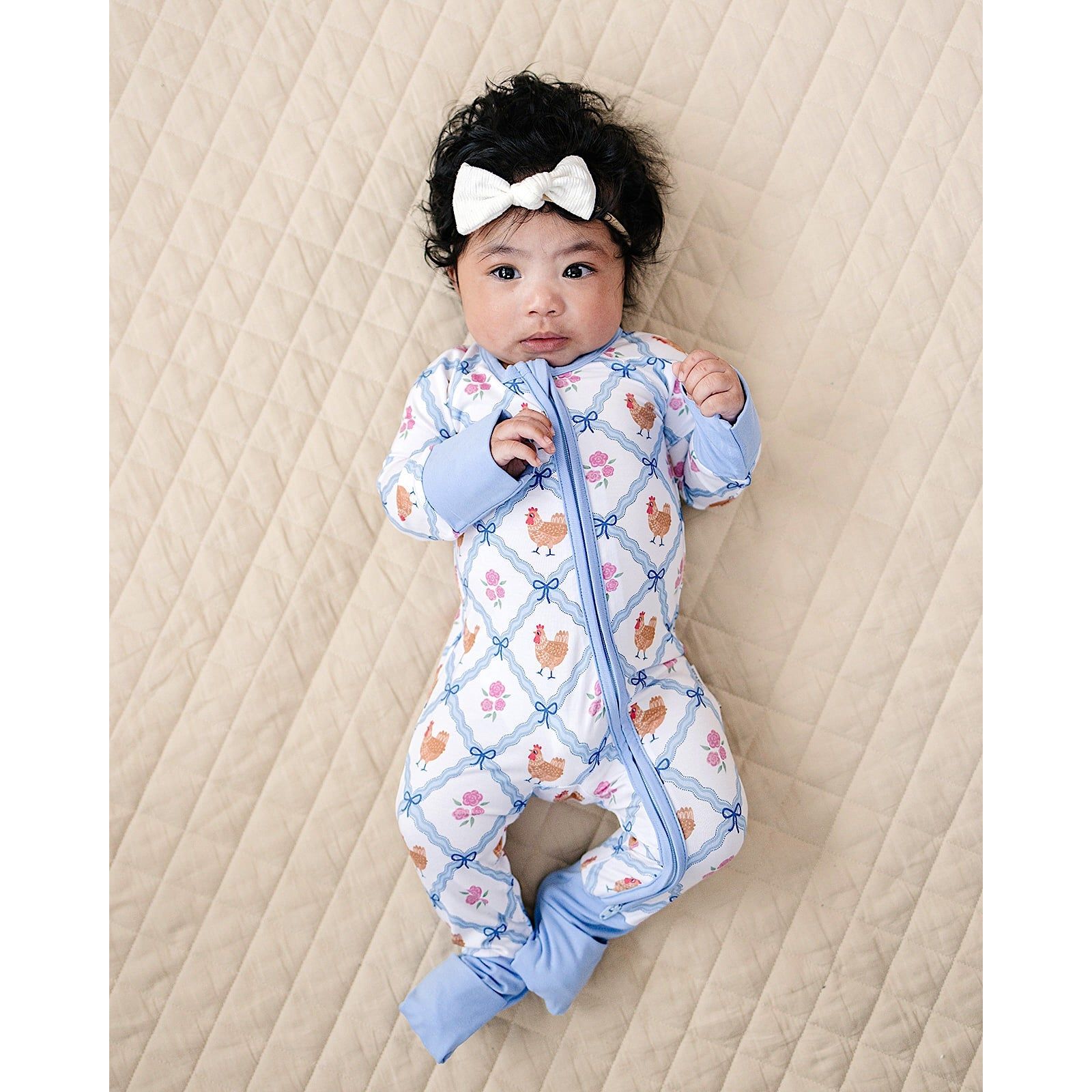 Bamboo Zip Romper | Chickens & Flowers