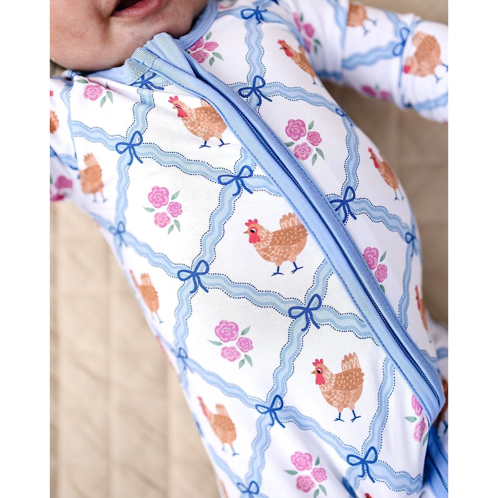 Bamboo Zip Romper | Chickens & Flowers