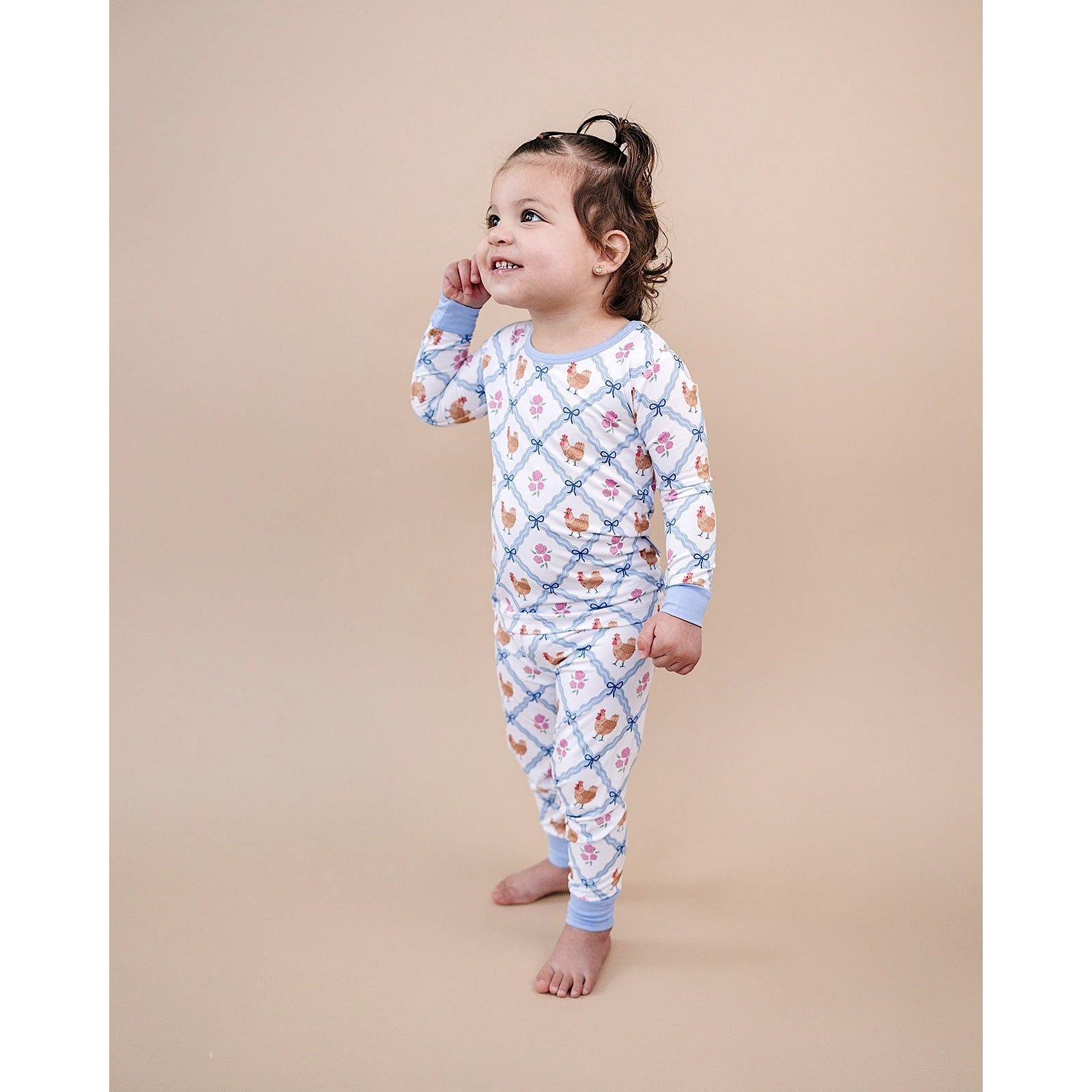 Bamboo Two Piece Set | Chickens & Flowers