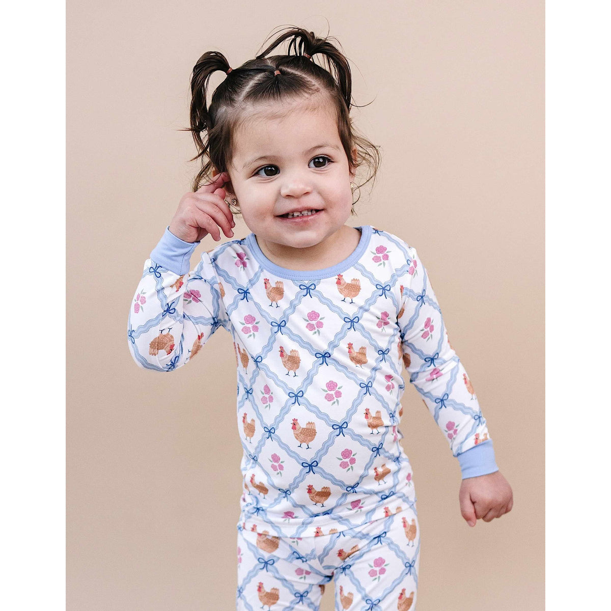 Bamboo Two Piece Set | Chickens & Flowers