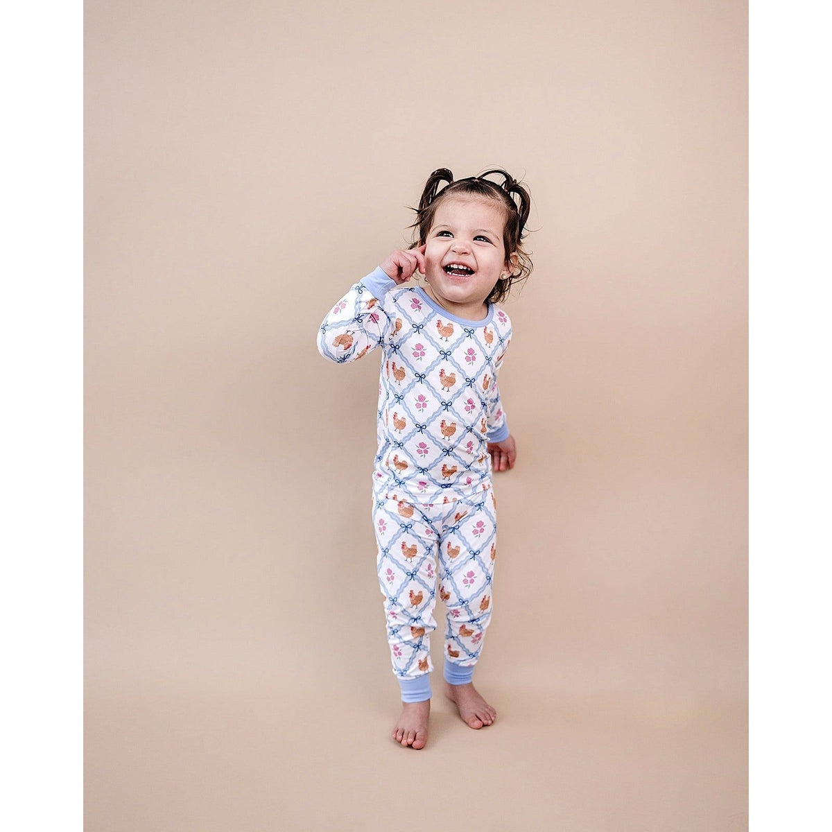 Bamboo Two Piece Set | Chickens & Flowers